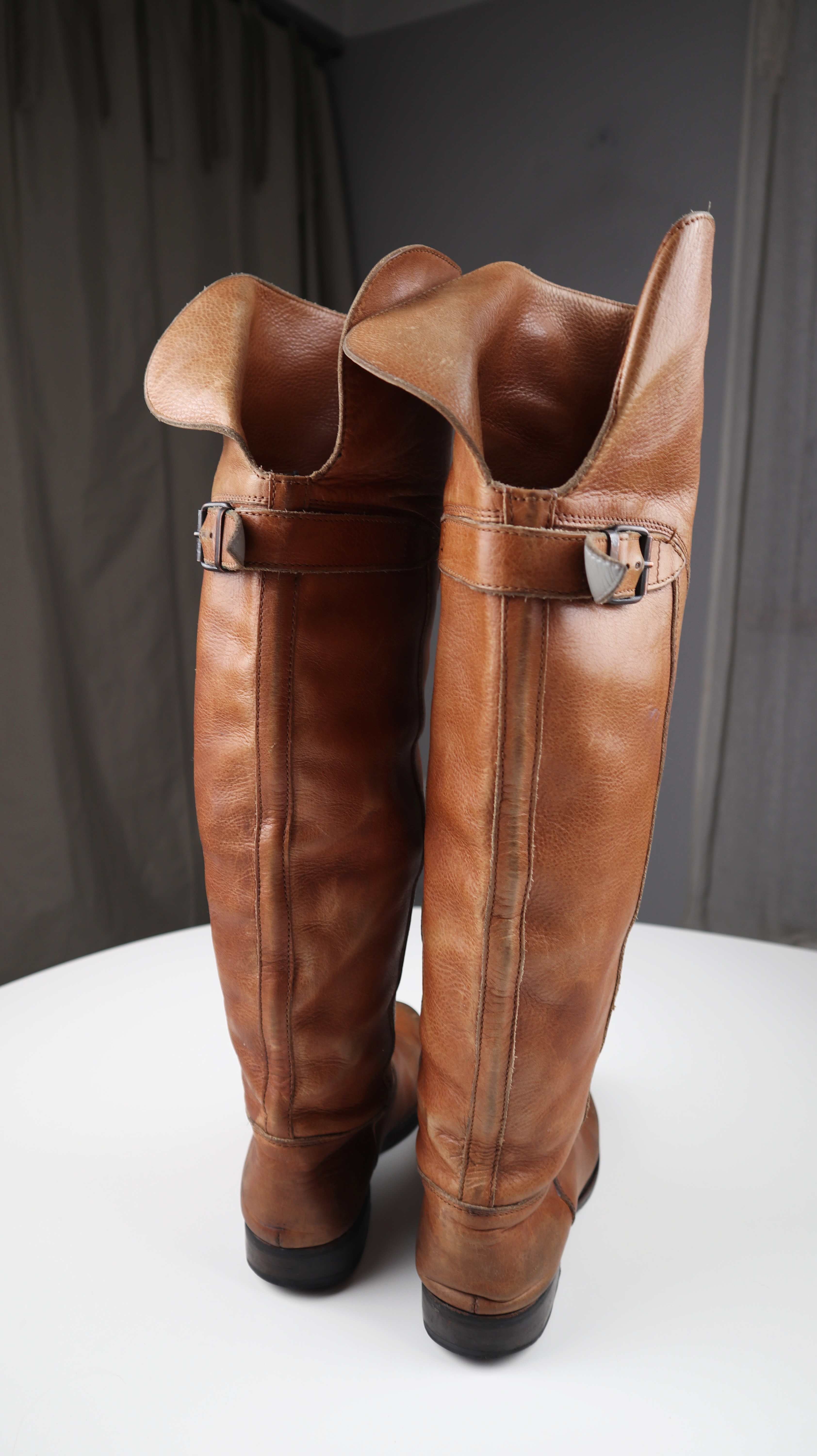 MoMa Stiefel 39 Lederstiefel lang braun Overkneestiefel made in italy Schaftstiefel
