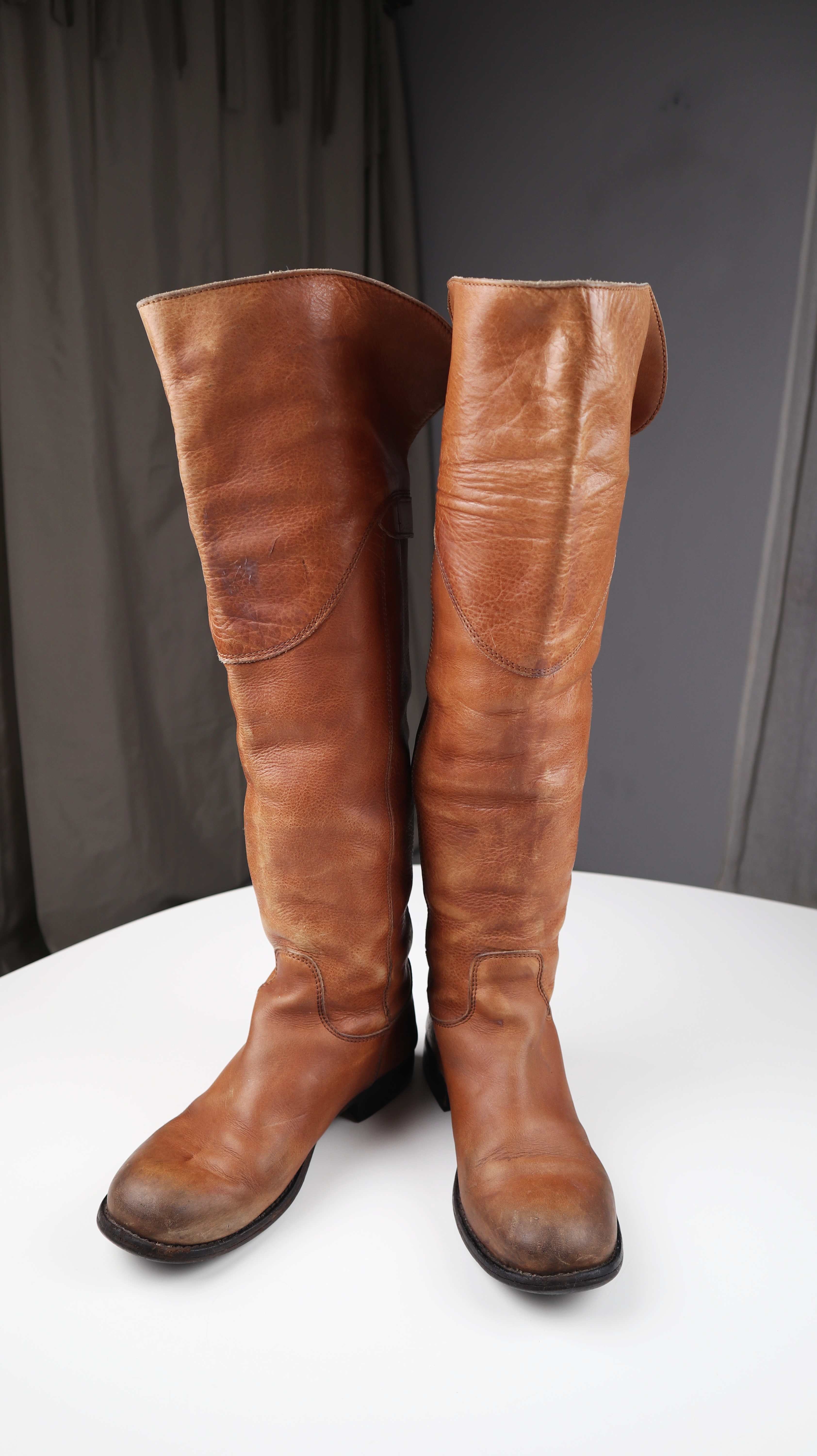 MoMa Stiefel 39 Lederstiefel lang braun Overkneestiefel made in italy Schaftstiefel