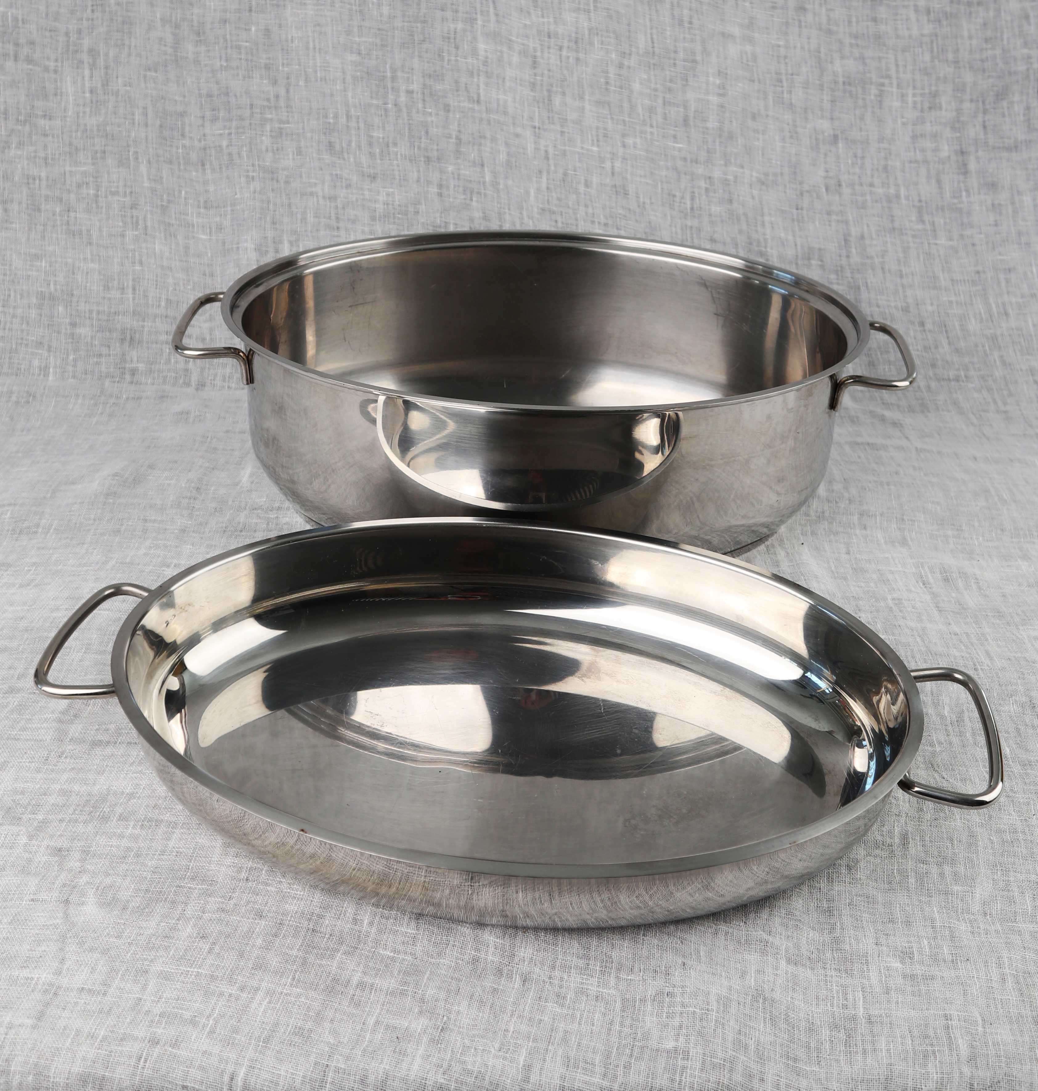 Bräter Schmortopf Edelstahlbräter oval 7,7 Liter Kochtopf Silber Edelstahl