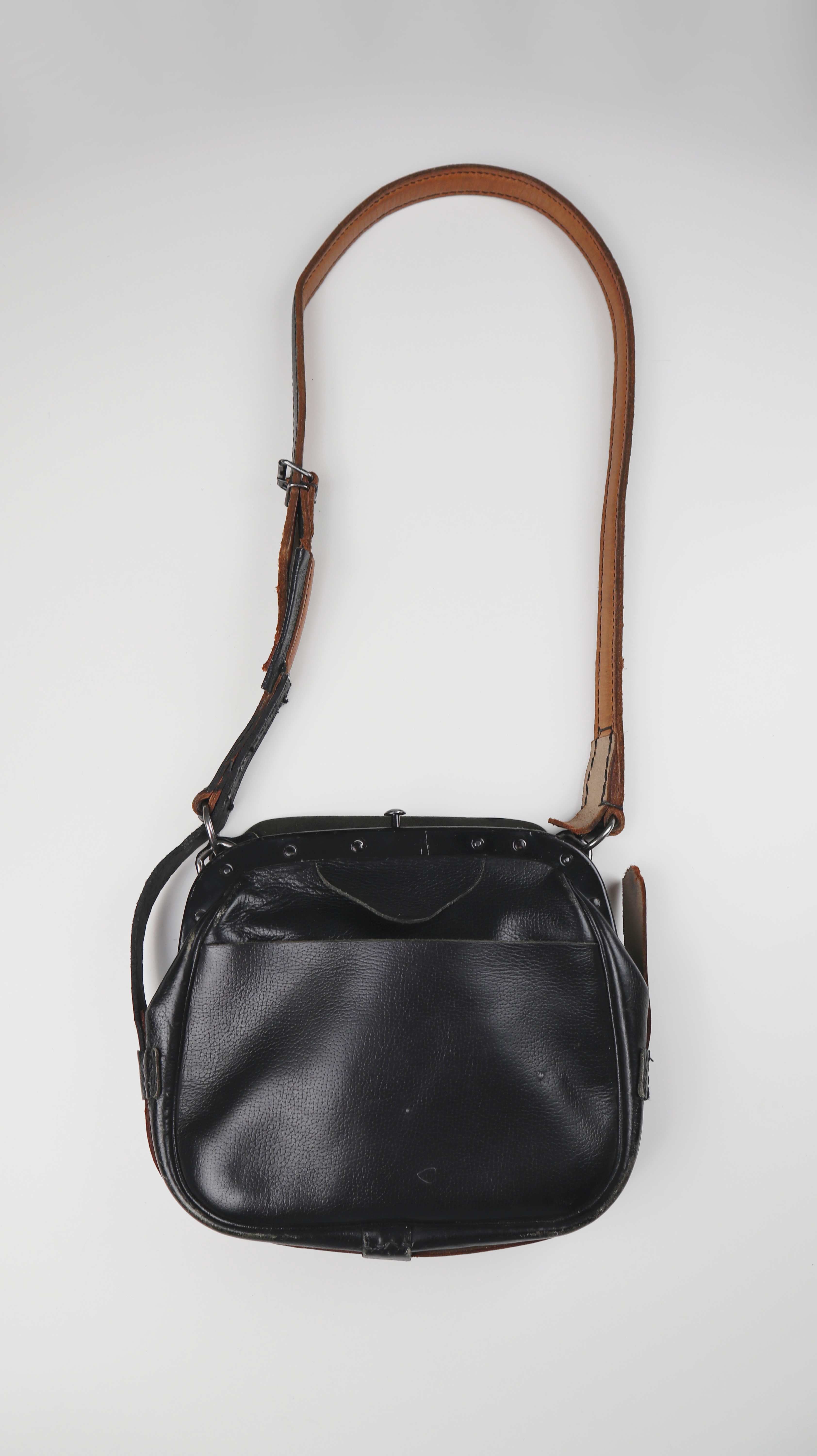 True Vintage Schaffnertasche Posttasche Nostalgie schwarz Ledertasche Leder