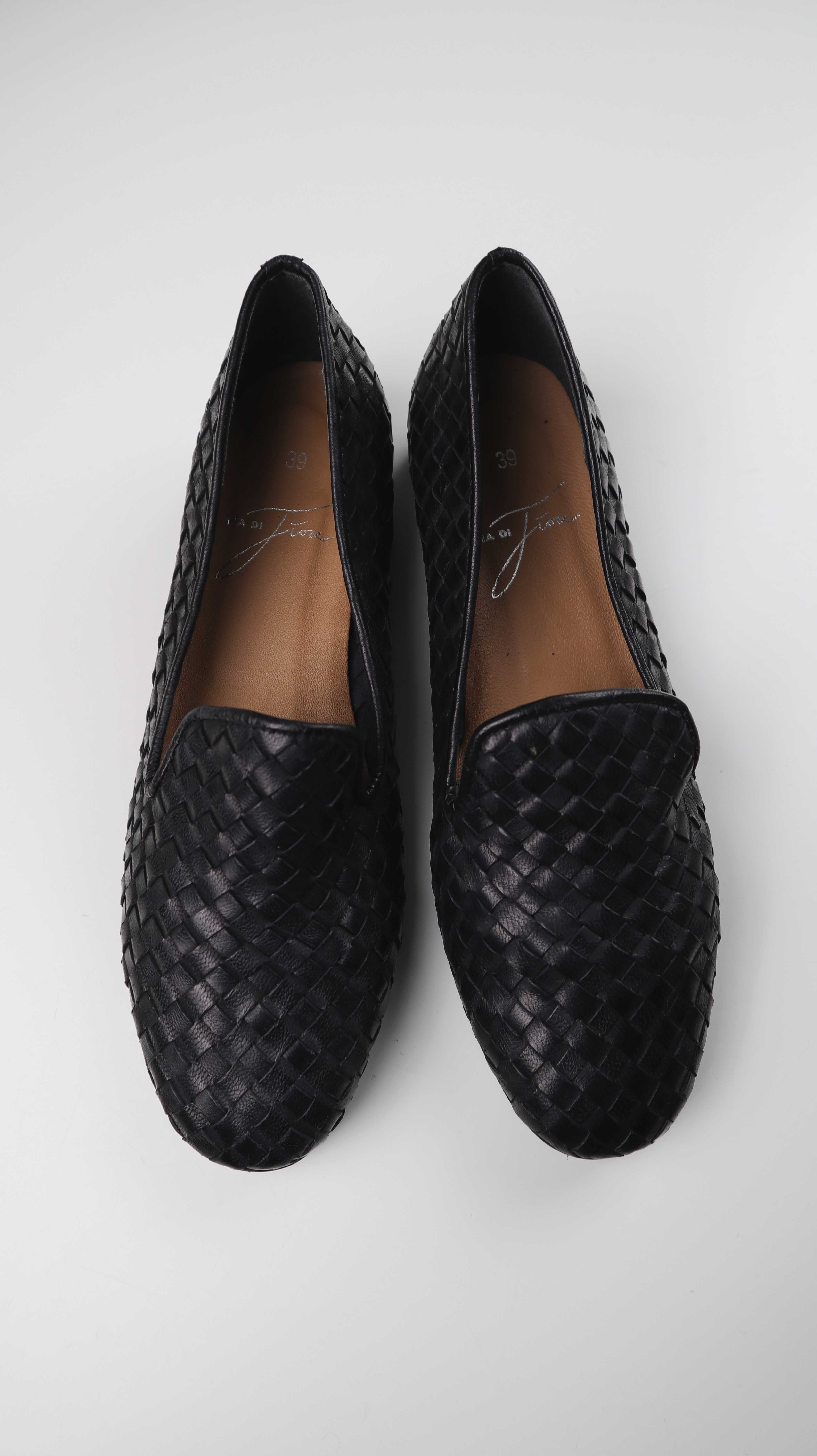 Badi Jiove Loafer Ballerinas 39 Schwarz geflochten Mokassins