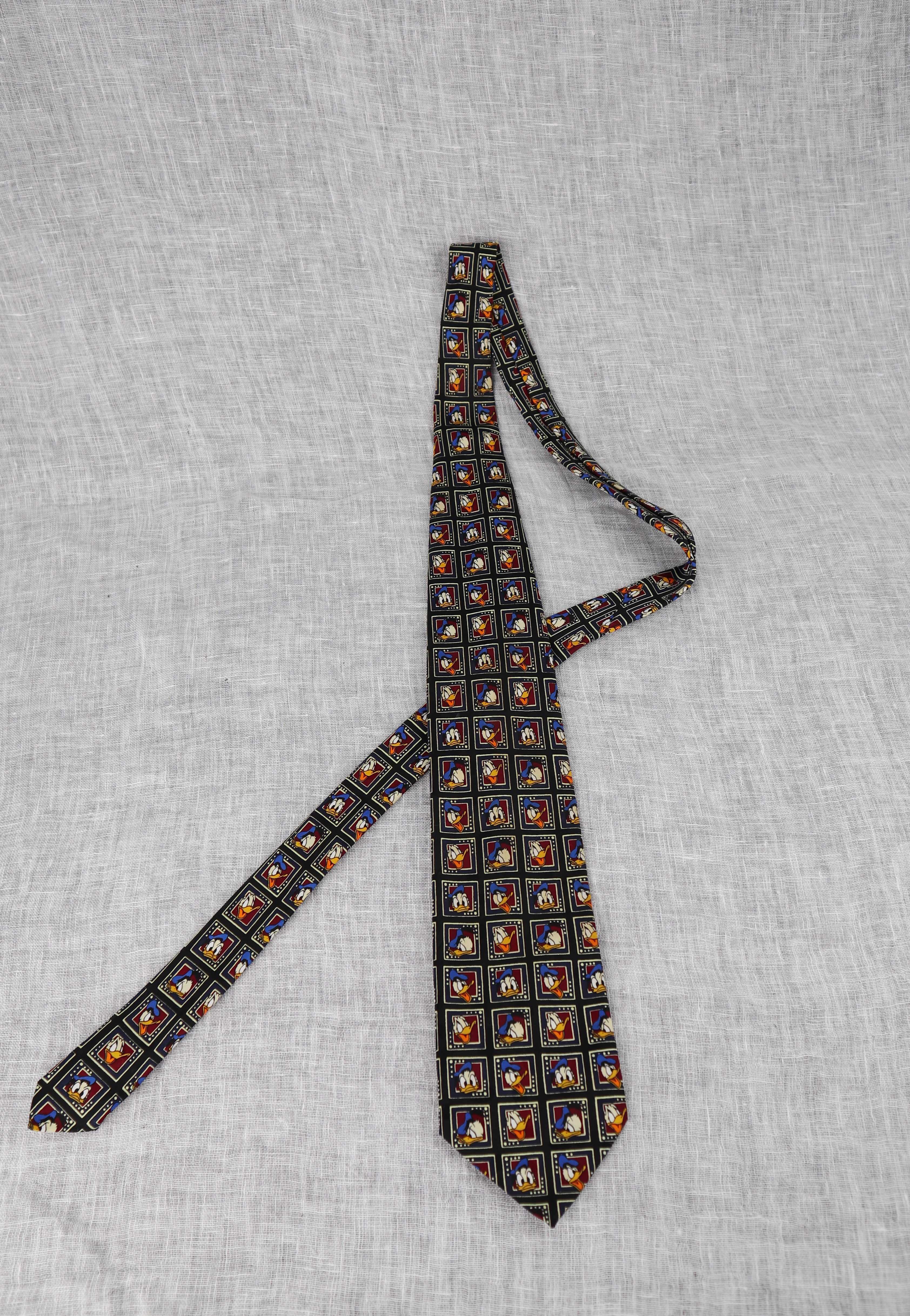 Original Walt Disney Krawatte Donald Duck schwarz Seide true Vintage