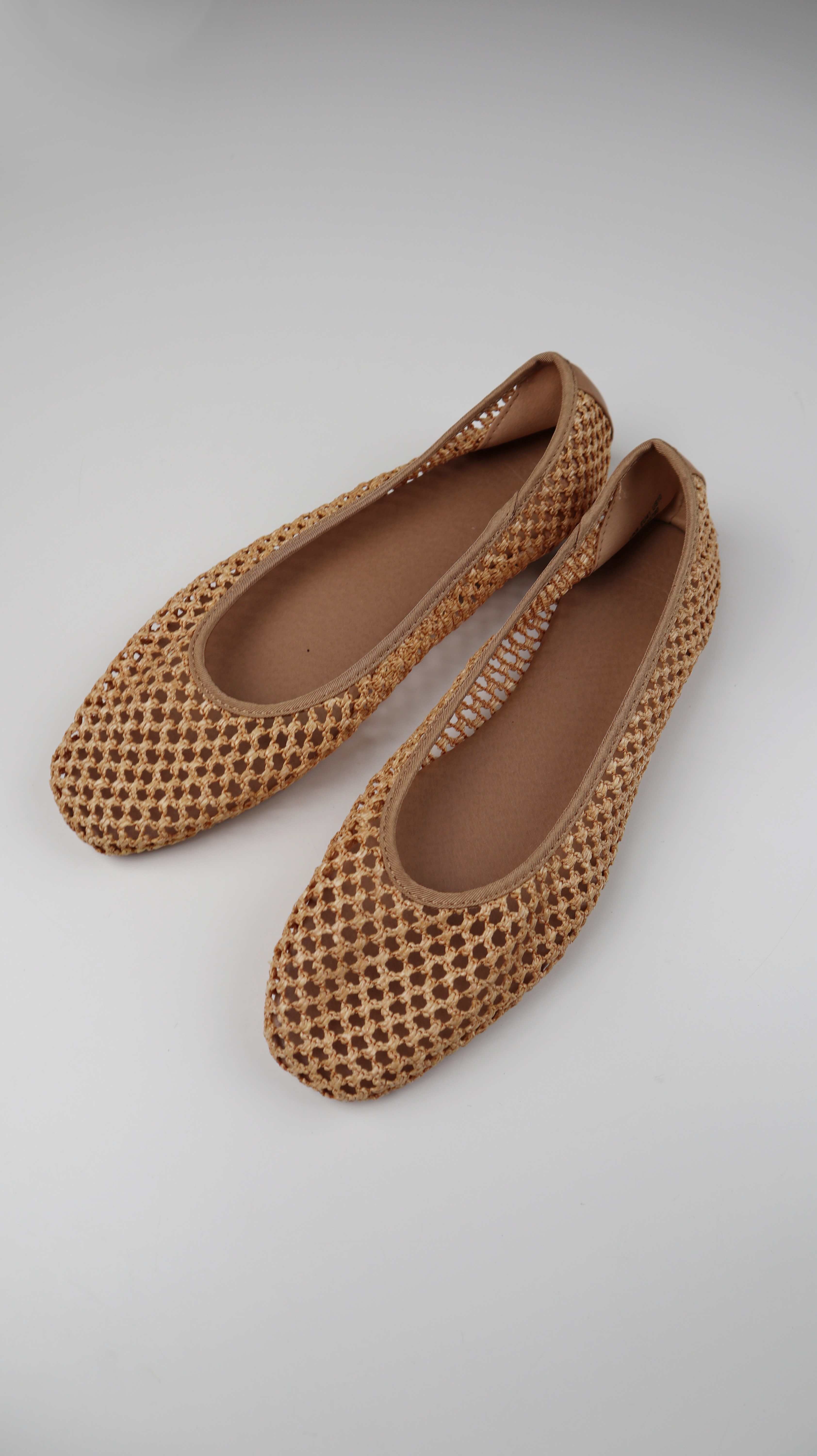Asos Ballerinas 41 Neu braun geflochten Flechtballerinas Korb beige