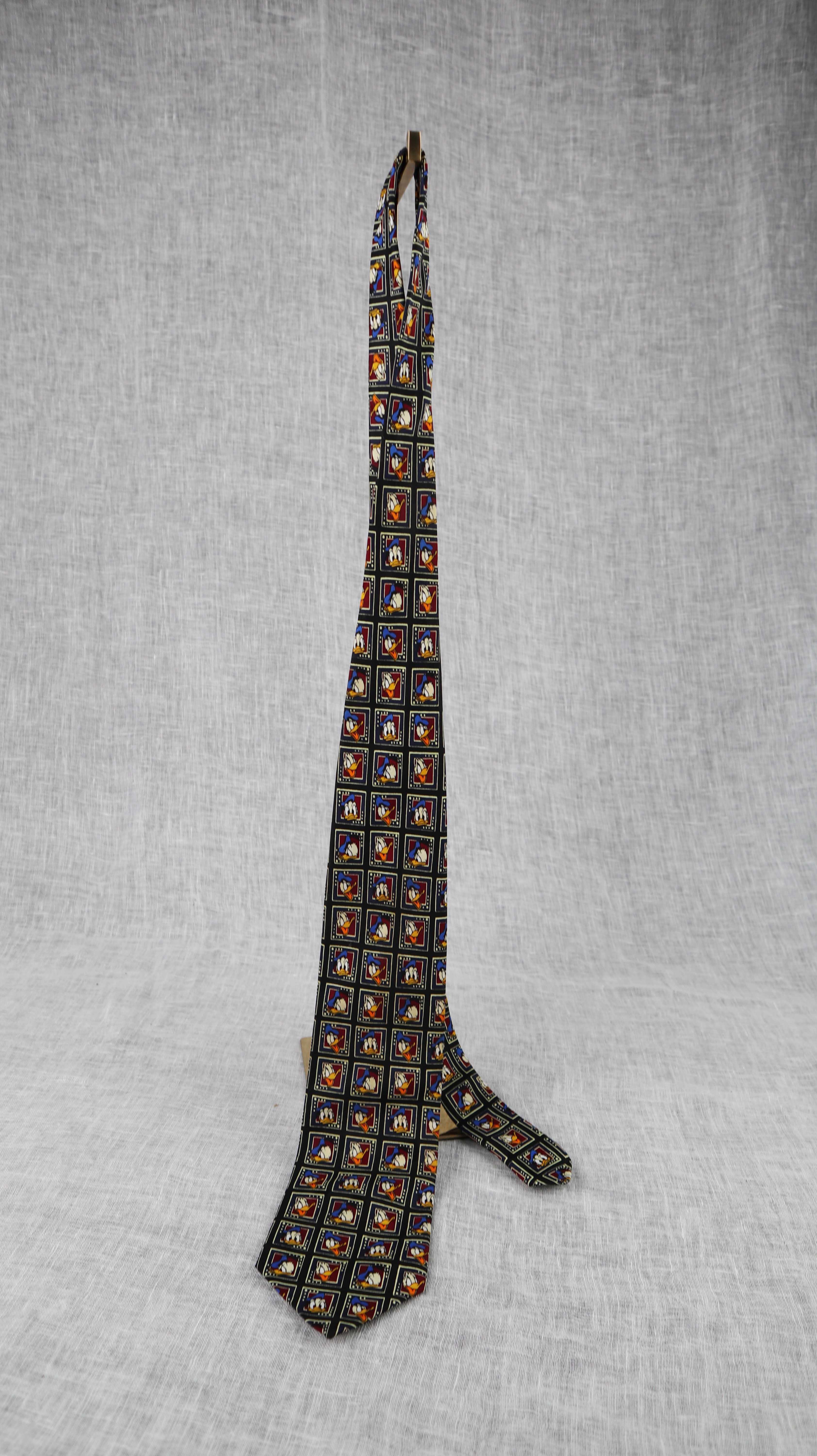 Original Walt Disney Krawatte Donald Duck schwarz Seide true Vintage