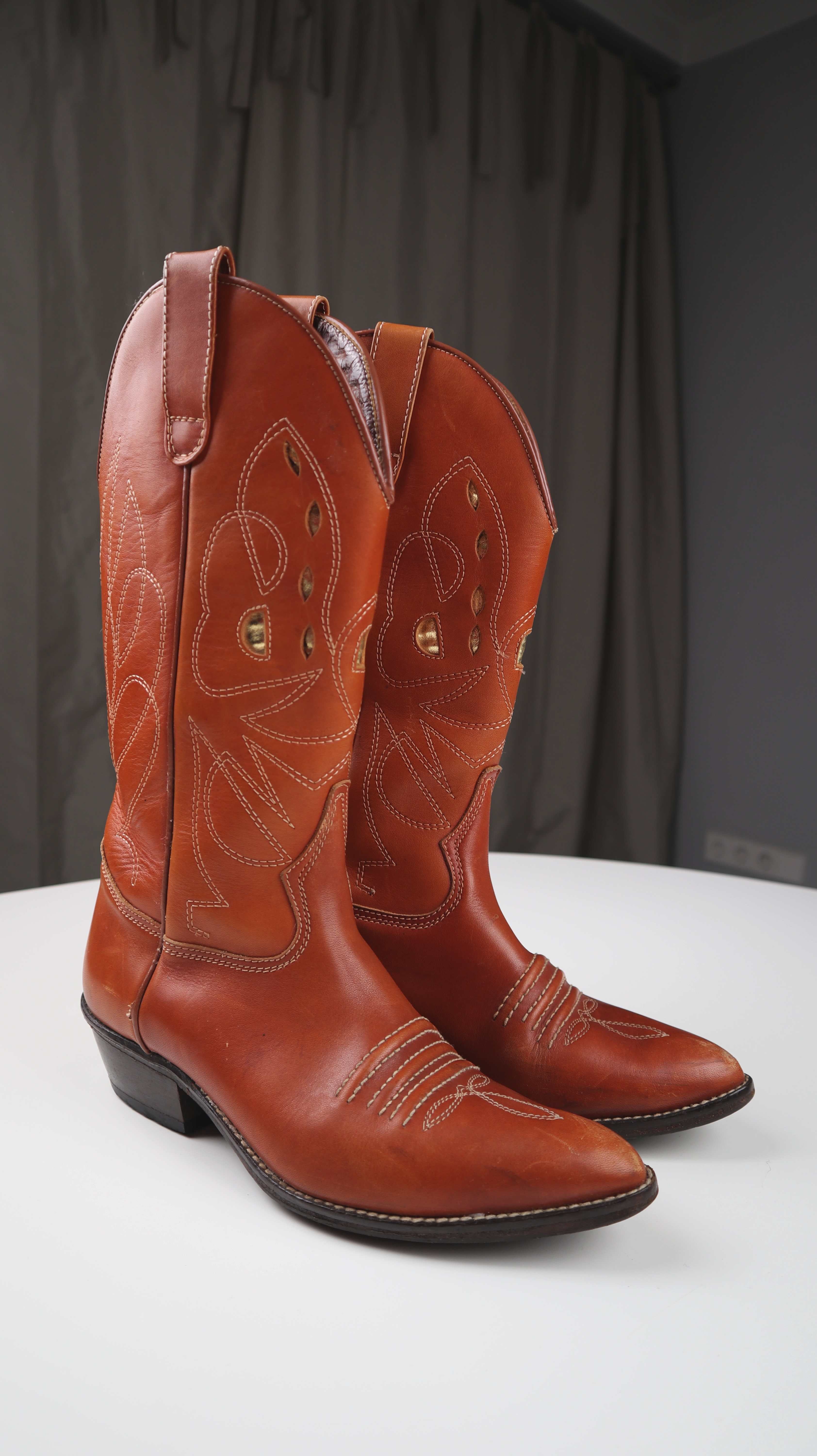 Cowboystiefel braun 40 Stiefel Boots Cowboyboots Gold Leder Lederstiefel