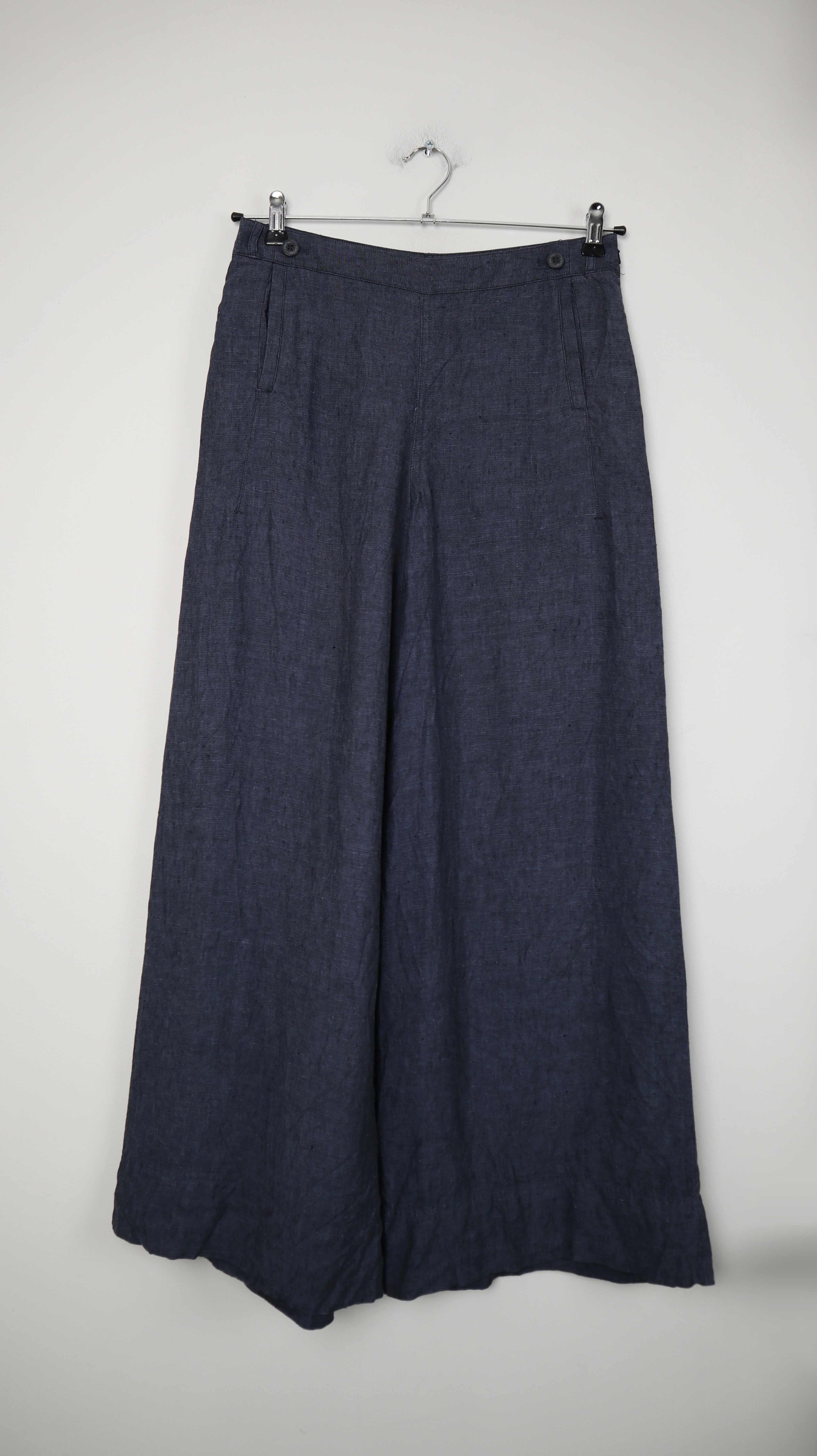 Poetry Hose Blau Leinenhose Leinen 38 M Dunkelblau flared Sommerhose