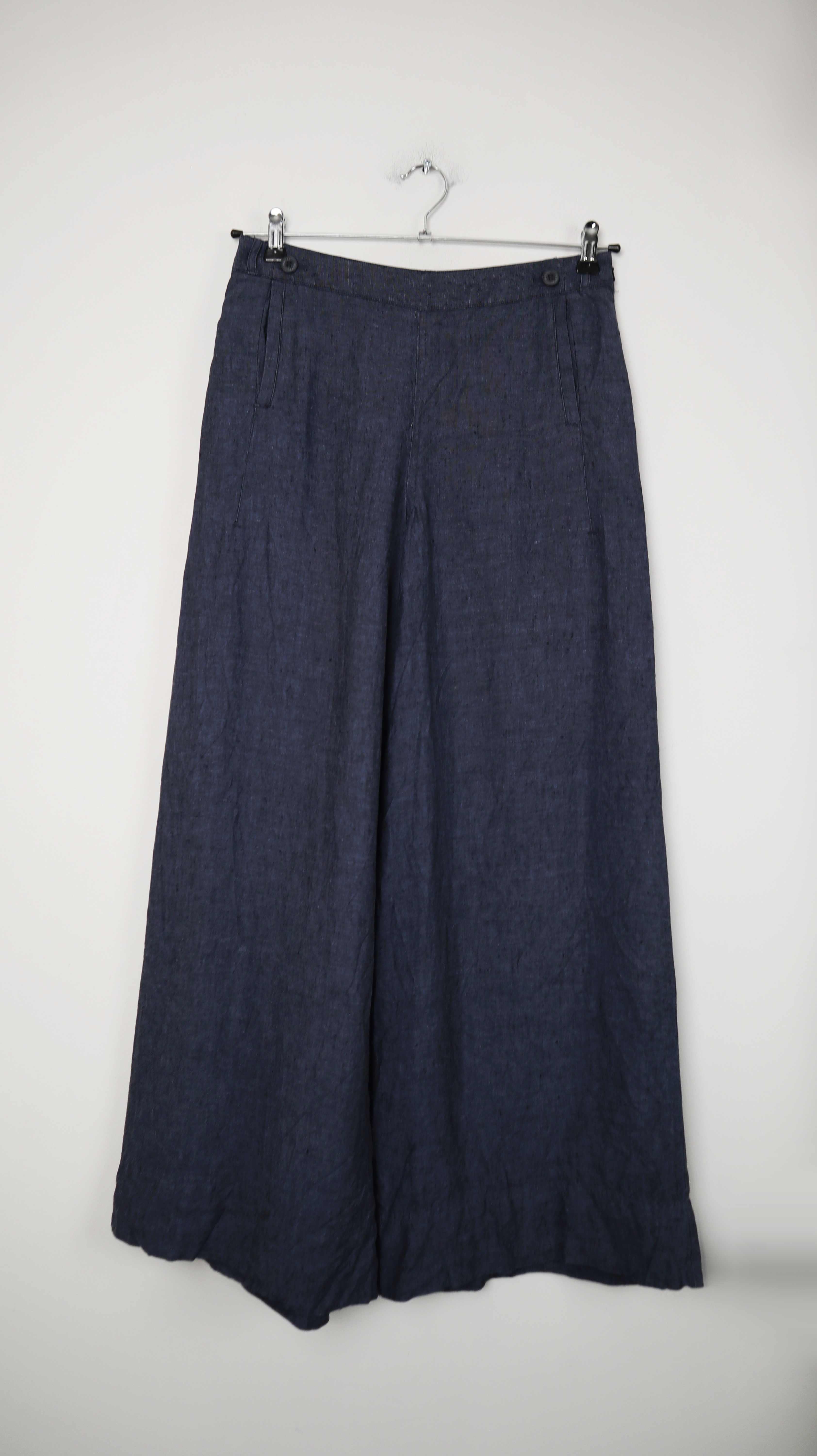 Poetry Hose Blau Leinenhose Leinen 38 M Dunkelblau flared Sommerhose