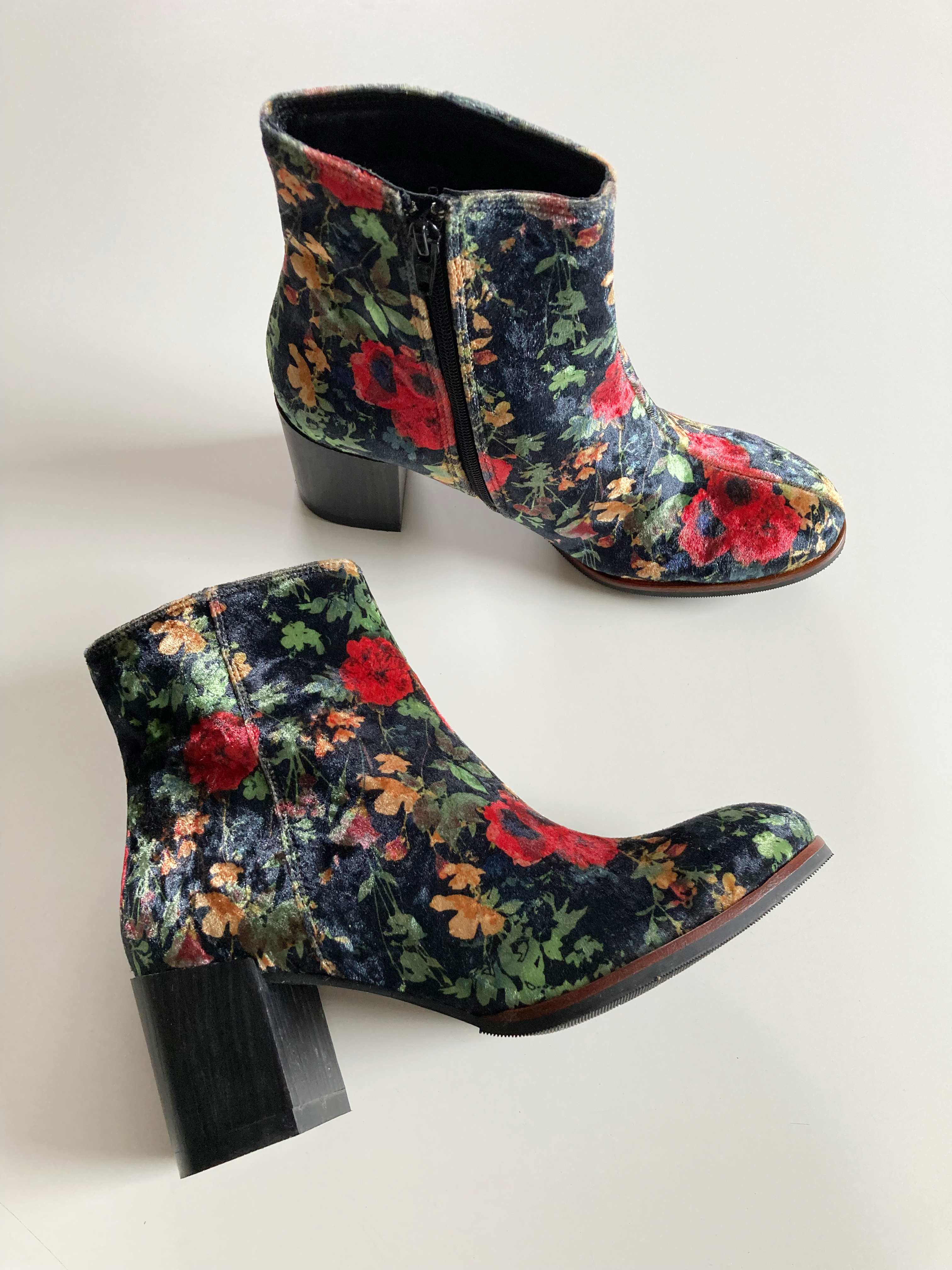 Deerberg Stiefeletten Samt Samtstiefel bunt 39 Blumen Samtstiefel