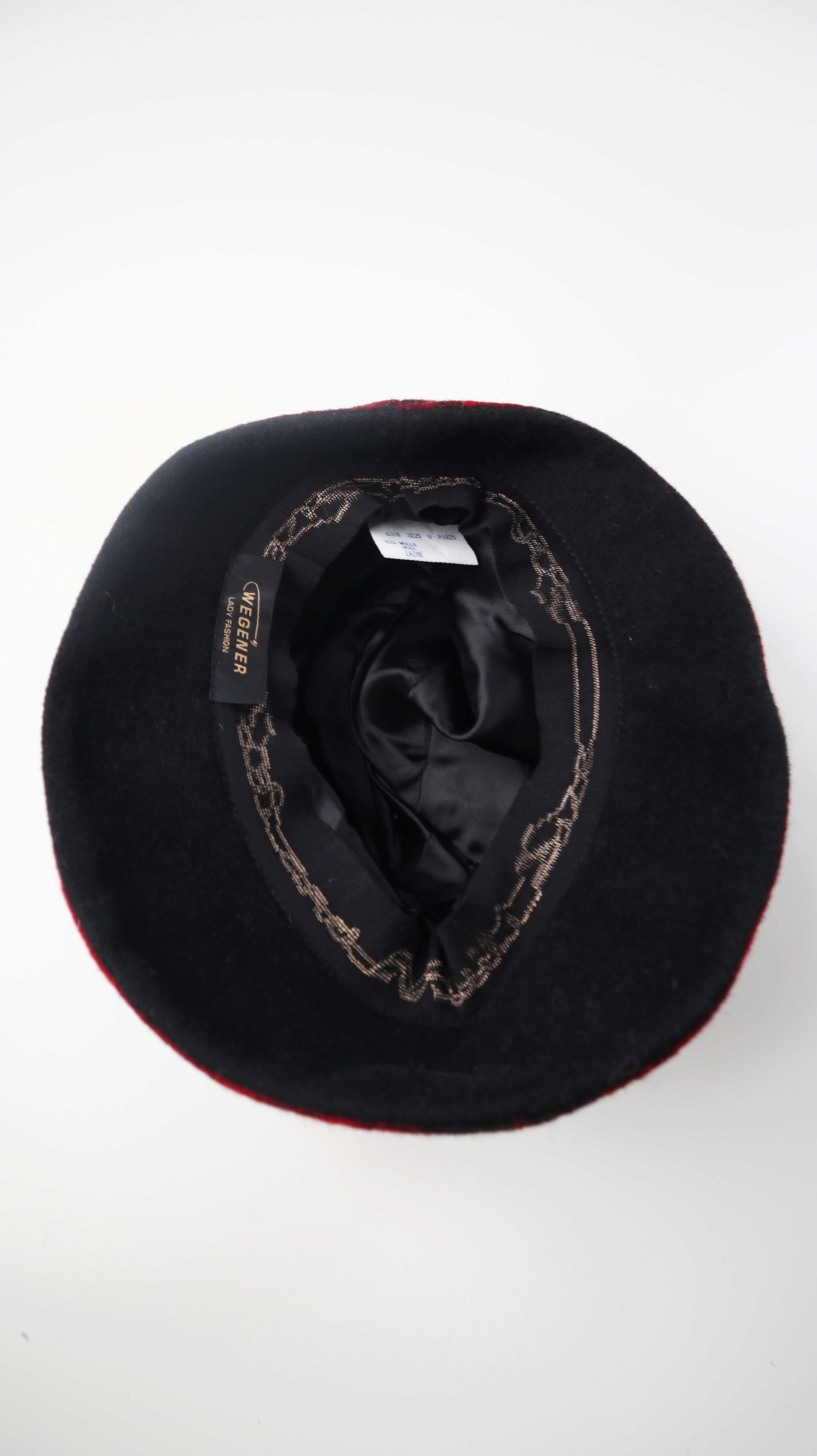 Wegener Hut Mütze 57 Kappe rot schwarz Retro Vintage