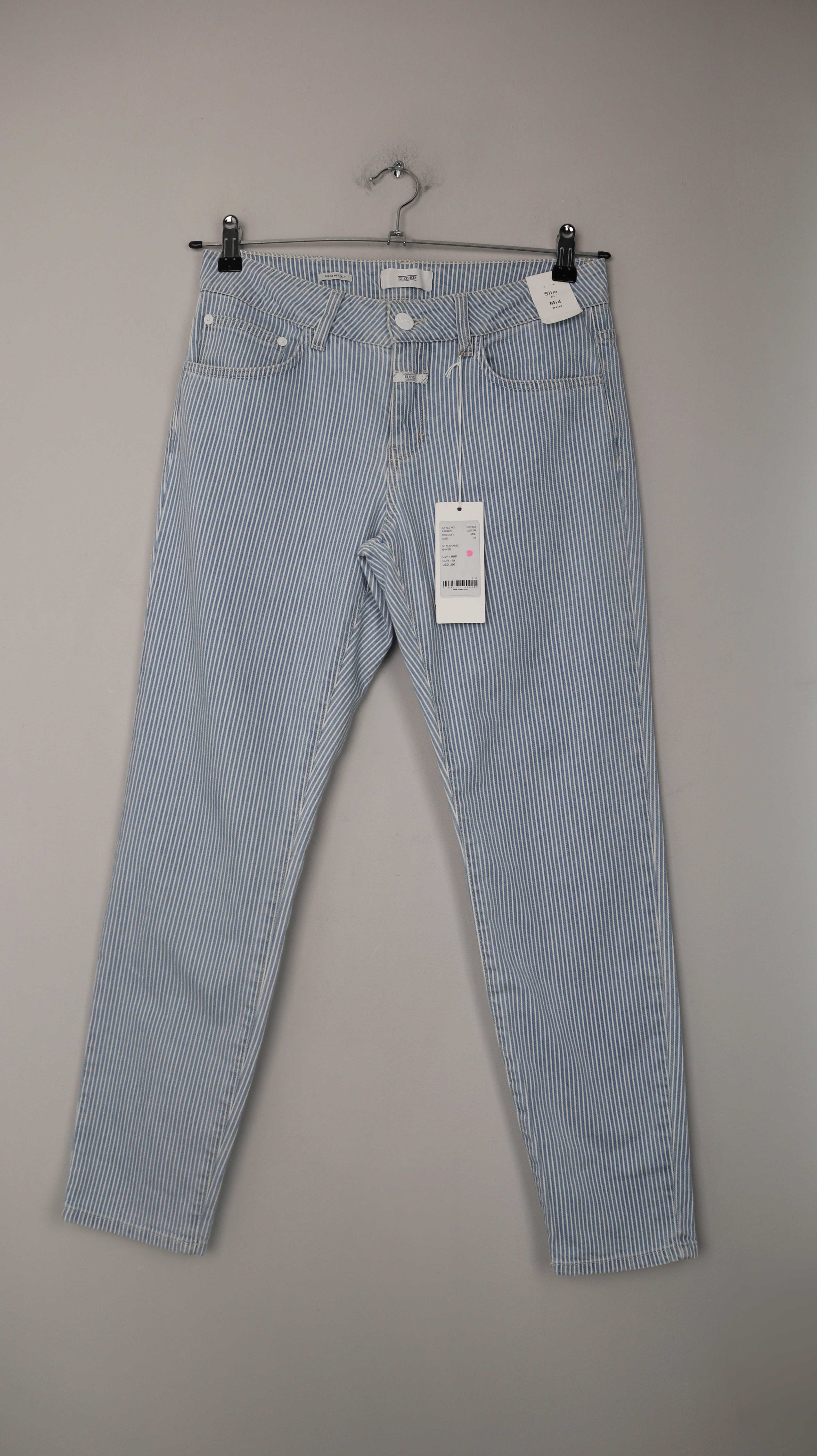 Closed Hose blau weiß gestreift slim neu 28 mid waist Röhrenhose