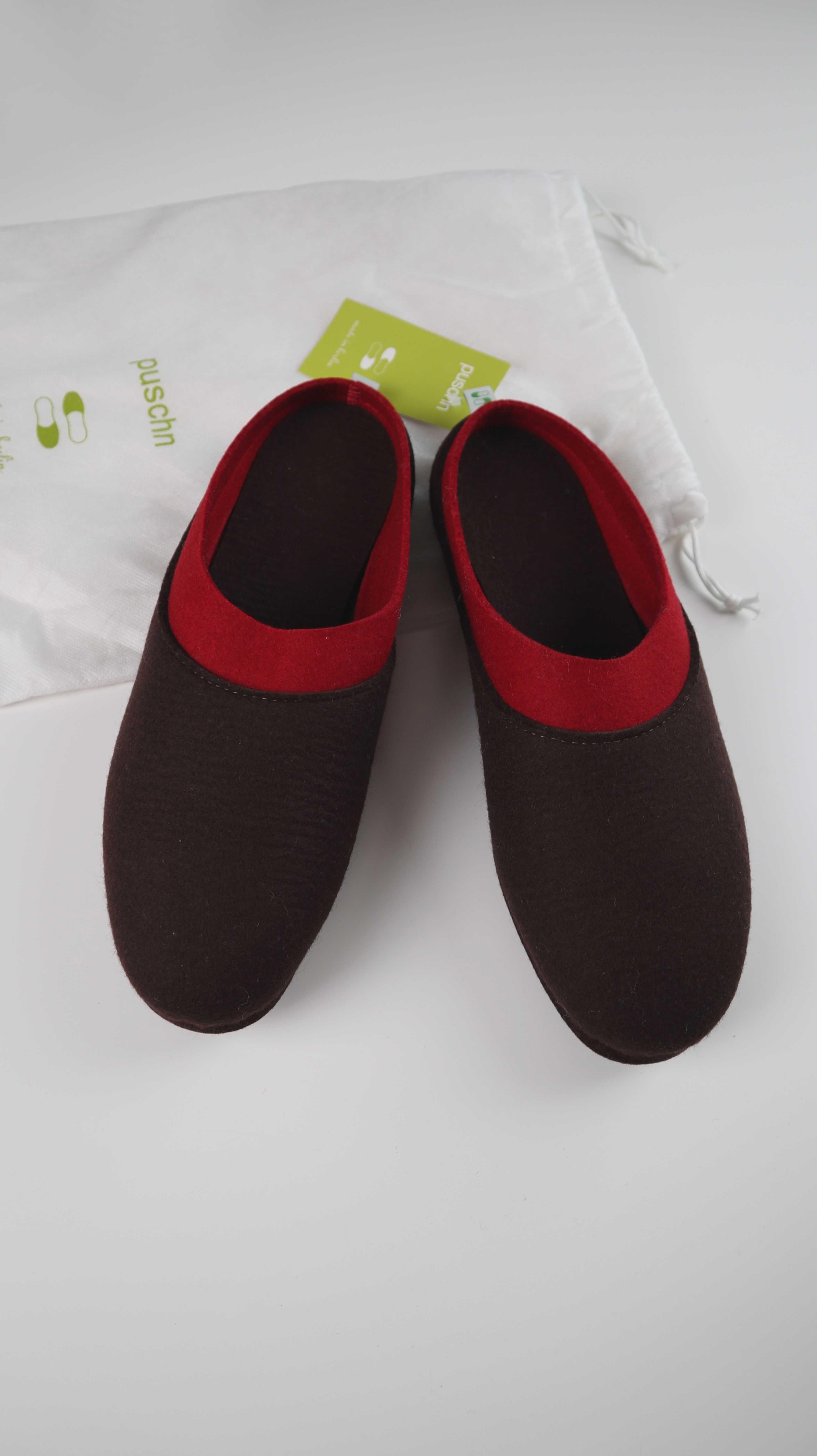 Puschn neu 43-44 Hausschuhe Wollhausschuhe Pantoffeln choco-red