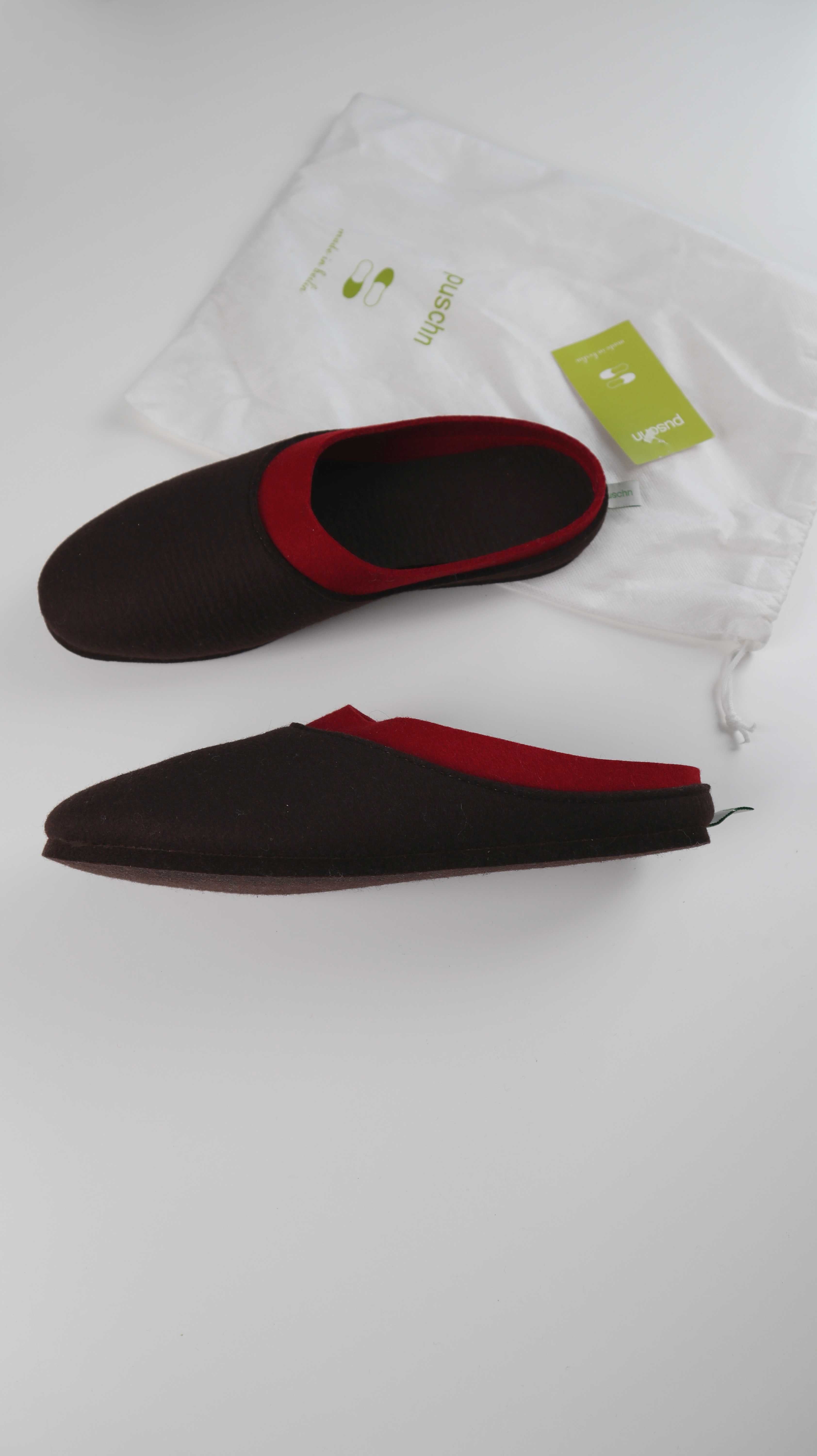 Puschn neu 43-44 Hausschuhe Wollhausschuhe Pantoffeln choco-red