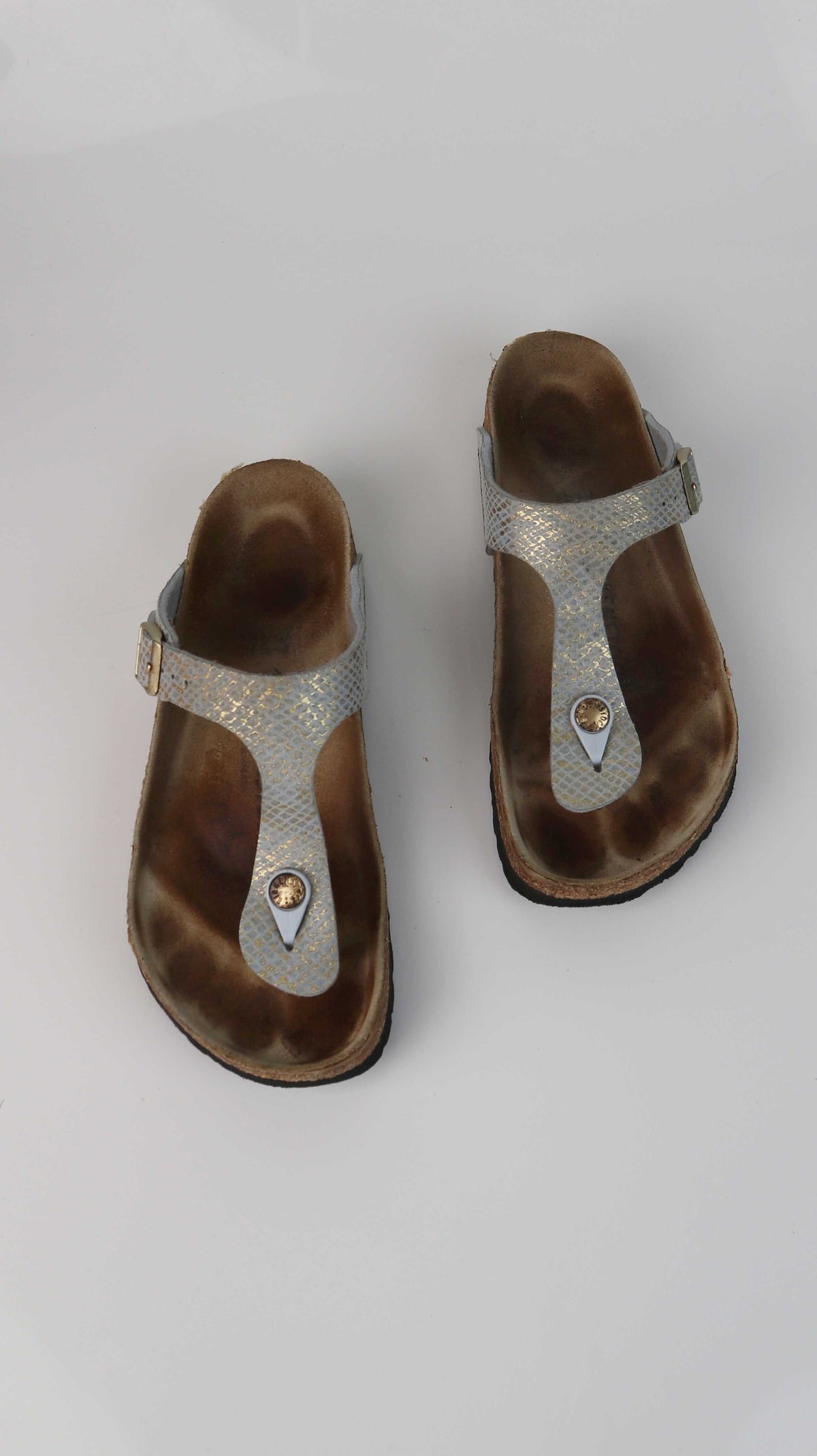 Birkenstock Gizeh Sandalen Slipper 37 Perlmutt Loafer Zehentreter