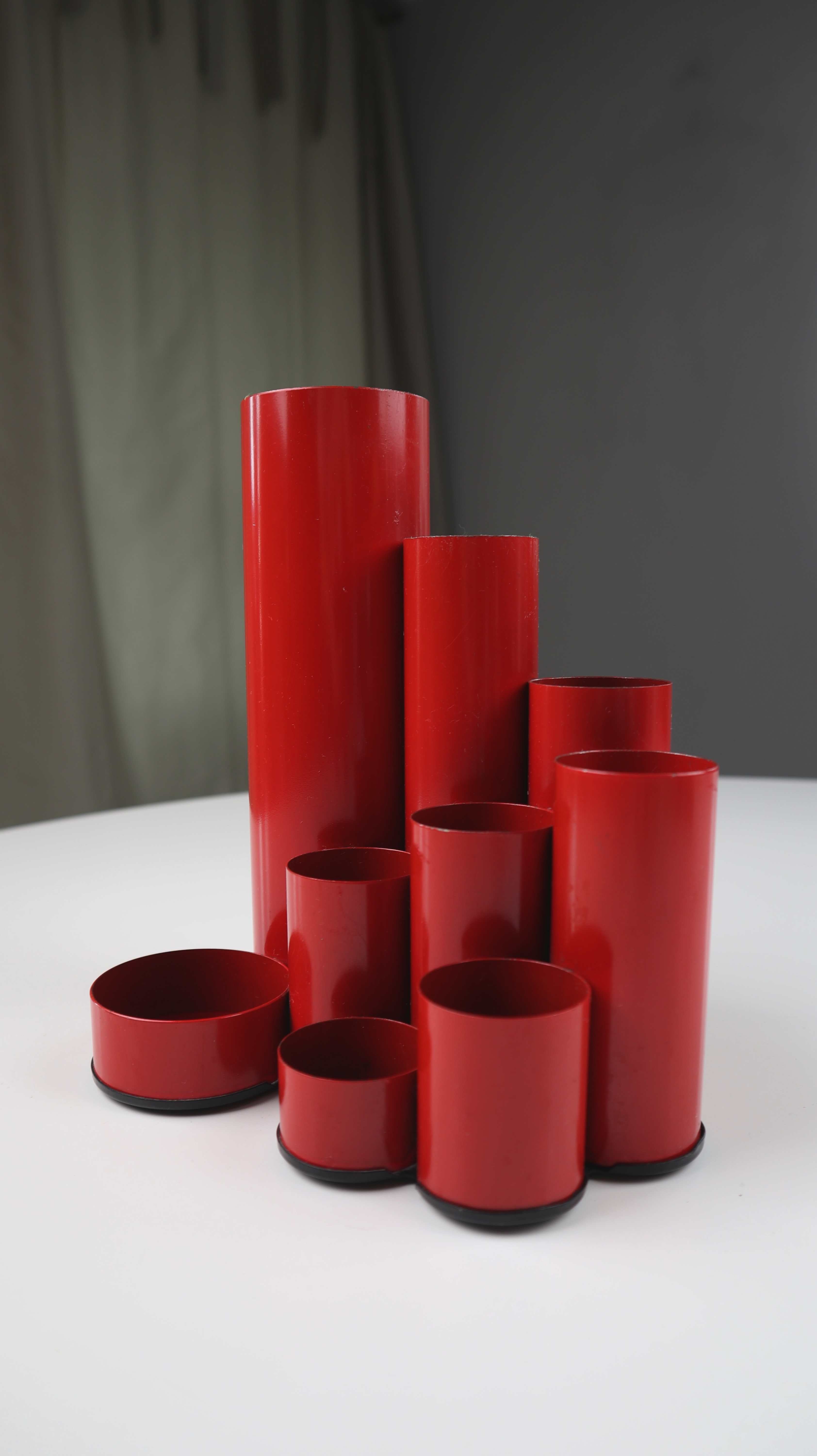 Deyhle Stiftehalter rot Metallhalter Organizer 70er Schreibtischorganizer Rund