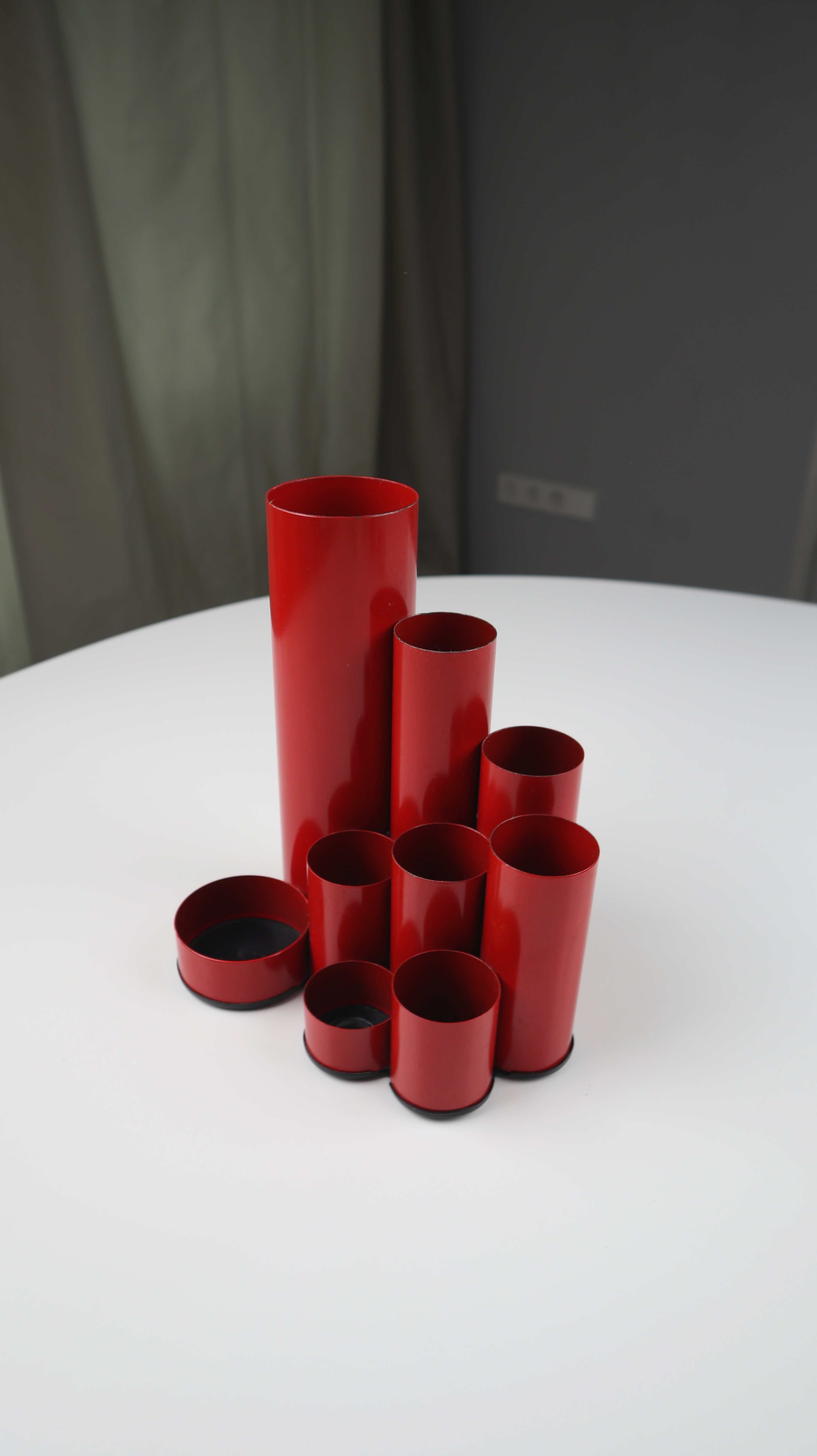 Deyhle Stiftehalter rot Metallhalter Organizer 70er Schreibtischorganizer Rund