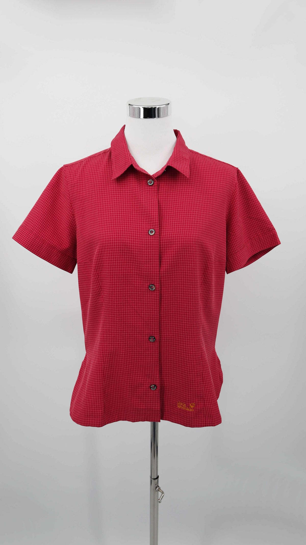 Jack Wolfskin Bluse Hemd Shirt Travel rot 40 L kariert Wanderbluse