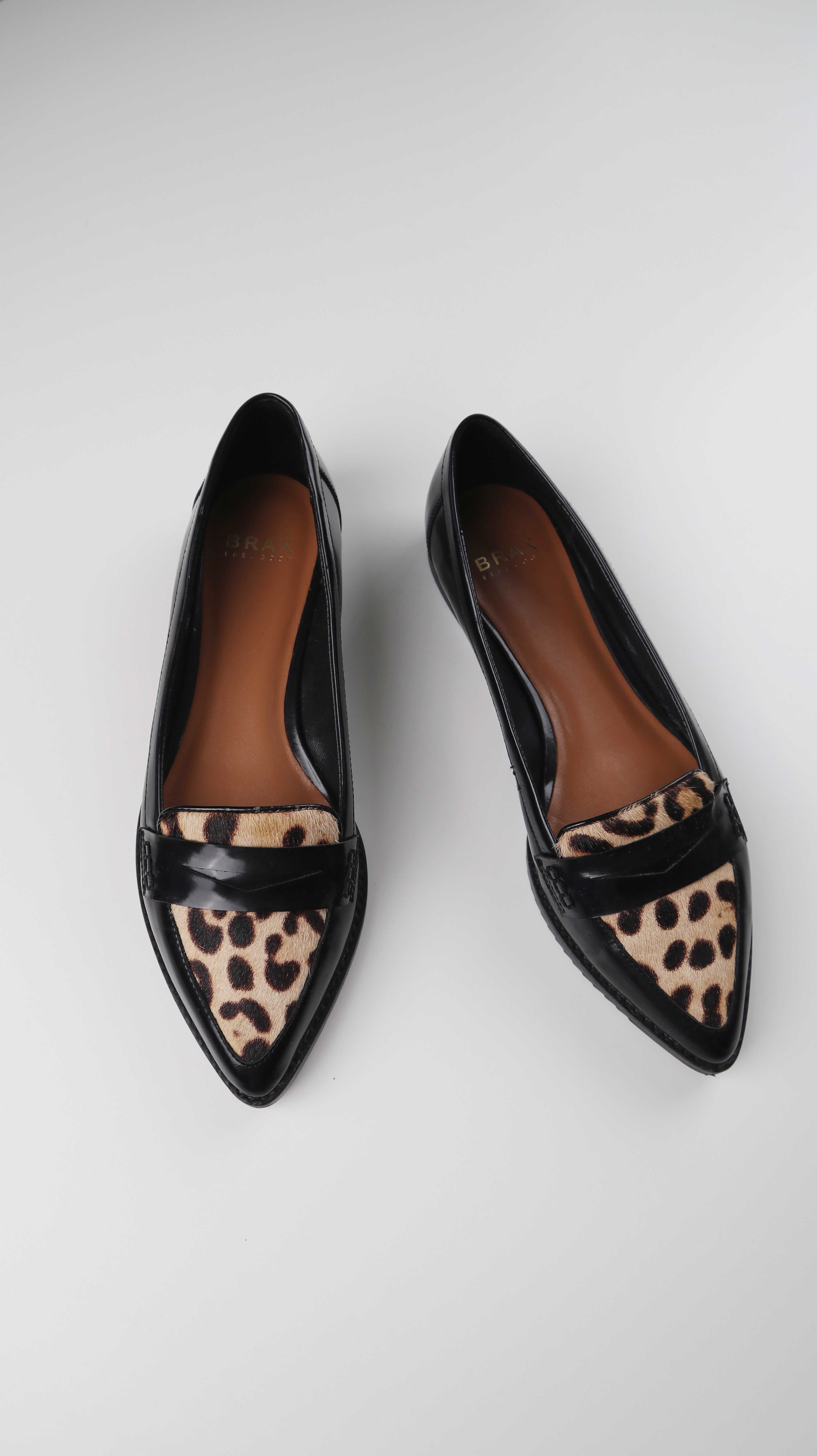 Brax Slipper Loafer 40 schwarz Lackleder Leo Ballerinas braun Spitz