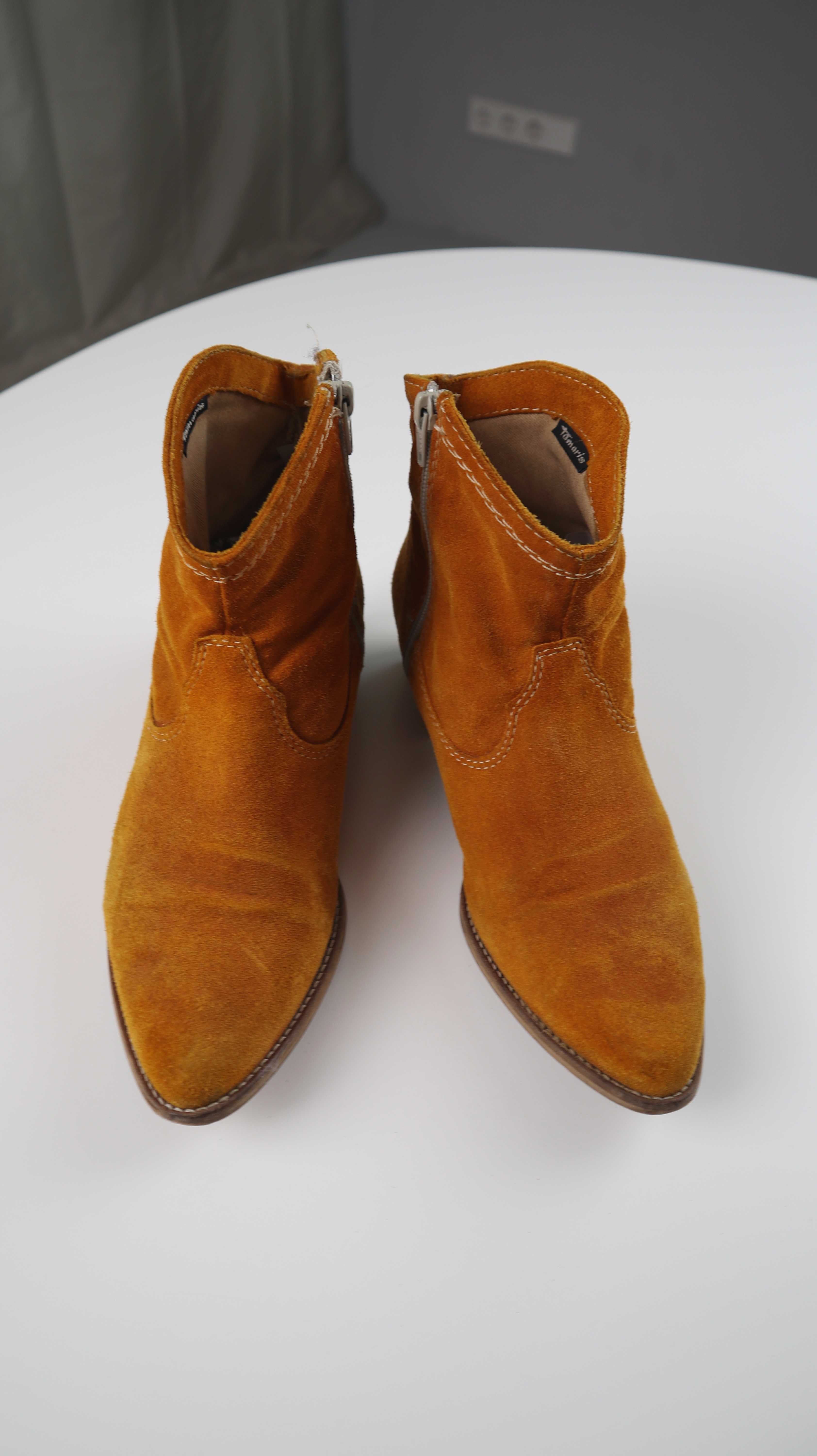 Tamaris Stiefeletten Stiefel Wildleder Curry Braun 40 Spitz Lederstiefel