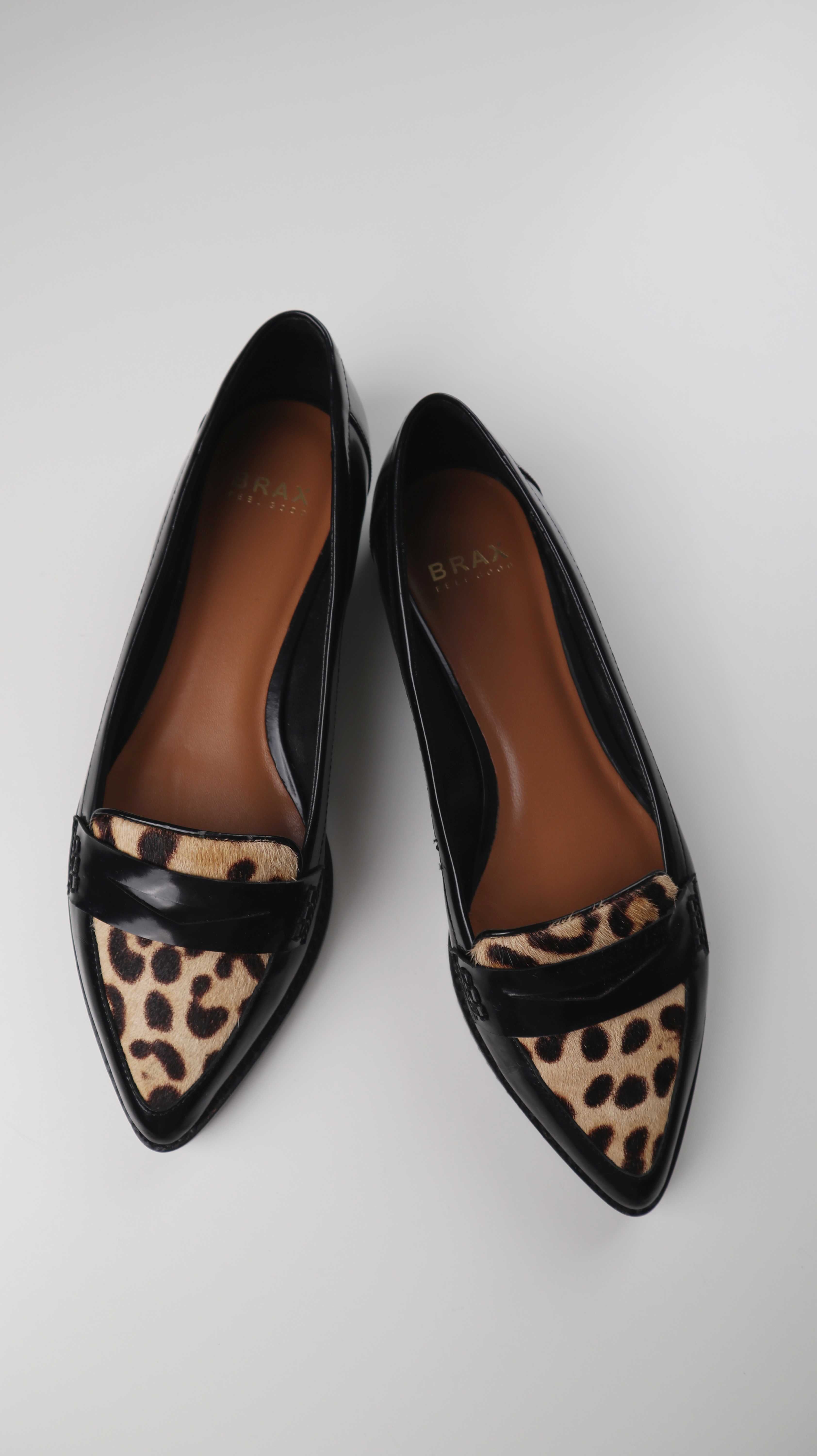 Brax Slipper Loafer 40 schwarz Lackleder Leo Ballerinas braun Spitz