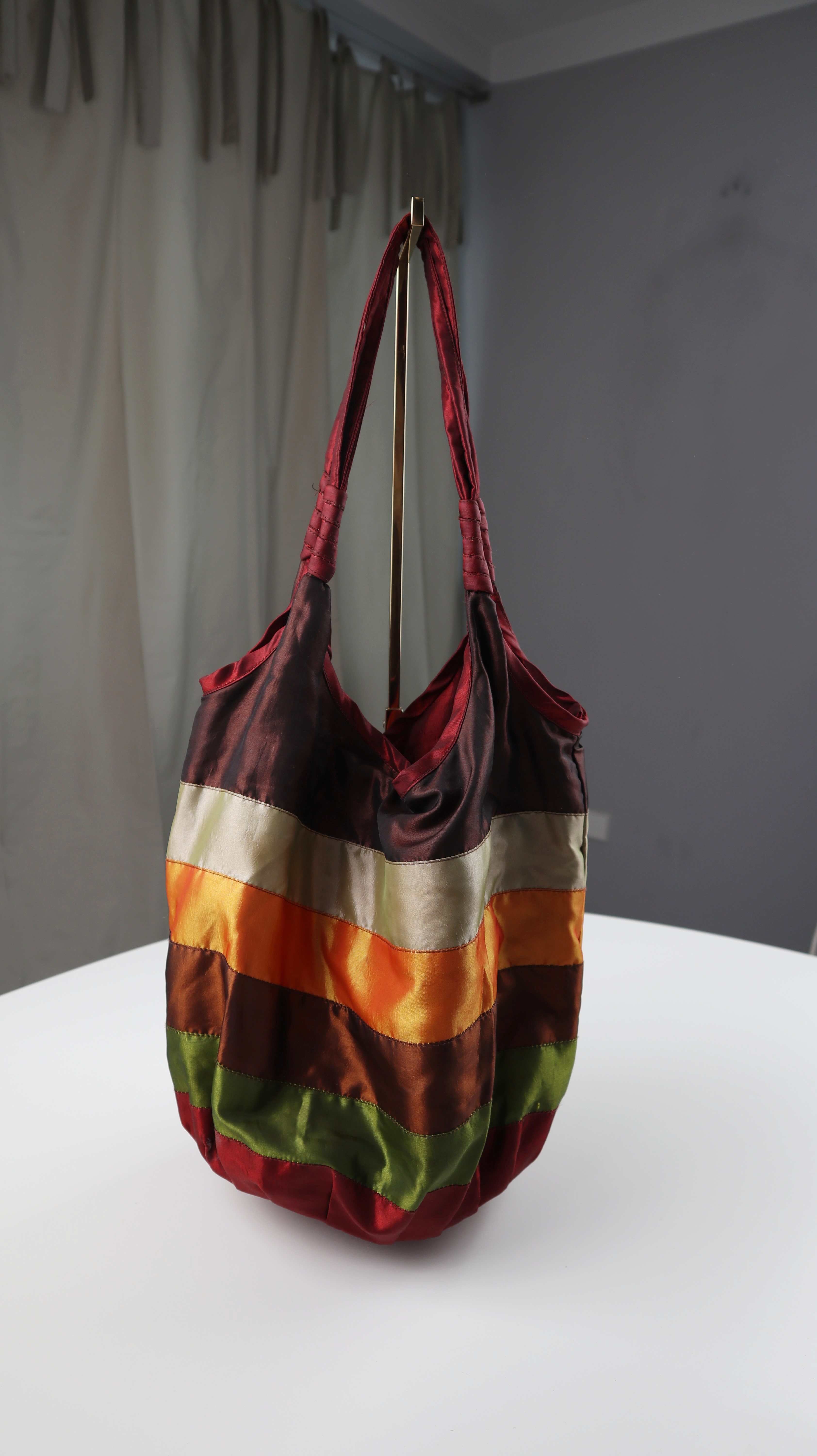 Tasche Beuteltasche Schultertasche bunt Rayon gestreift rot