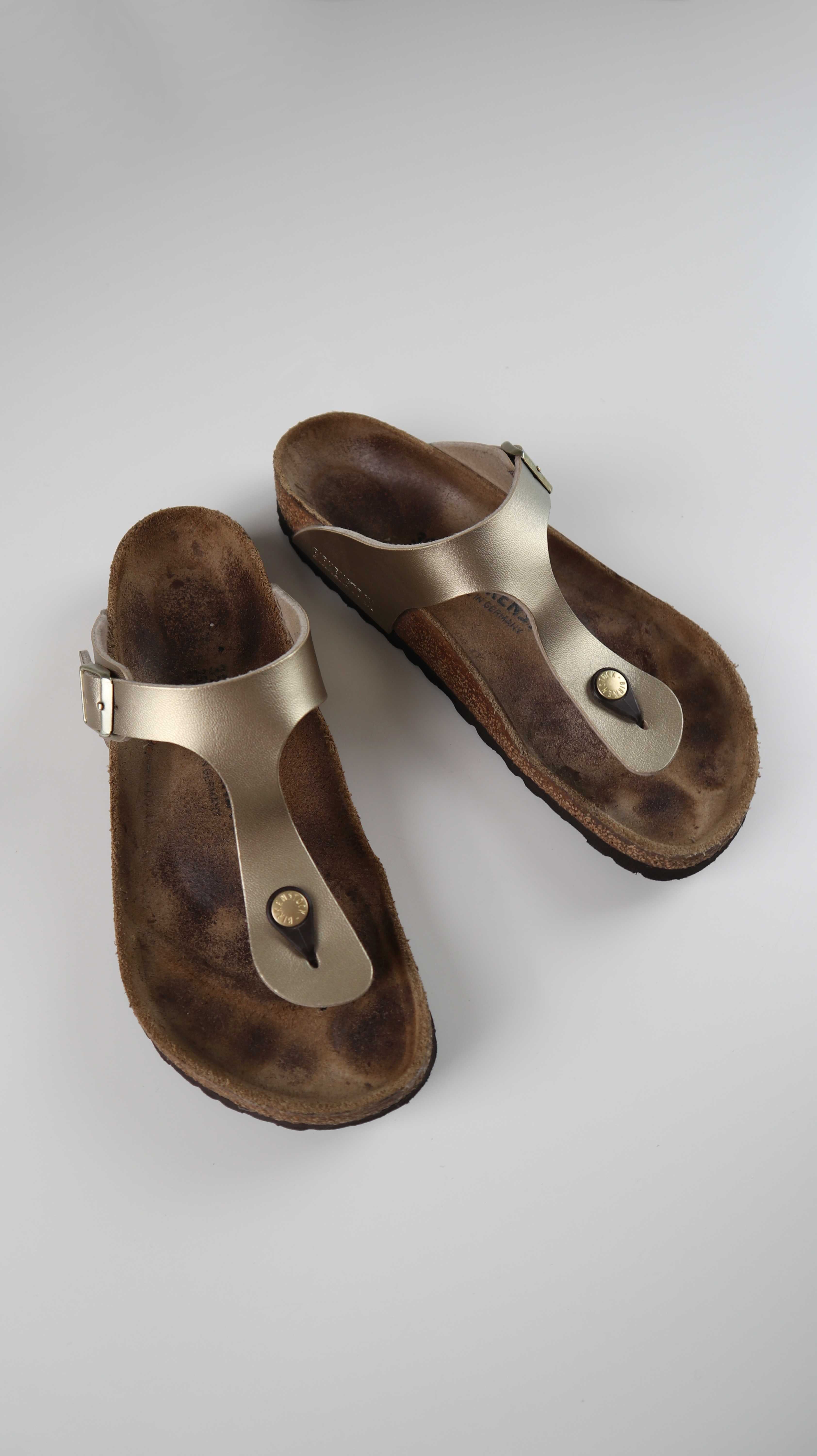 Birkenstock Gizeh Gold 39 Sandalen Loafer Slipper Metallic