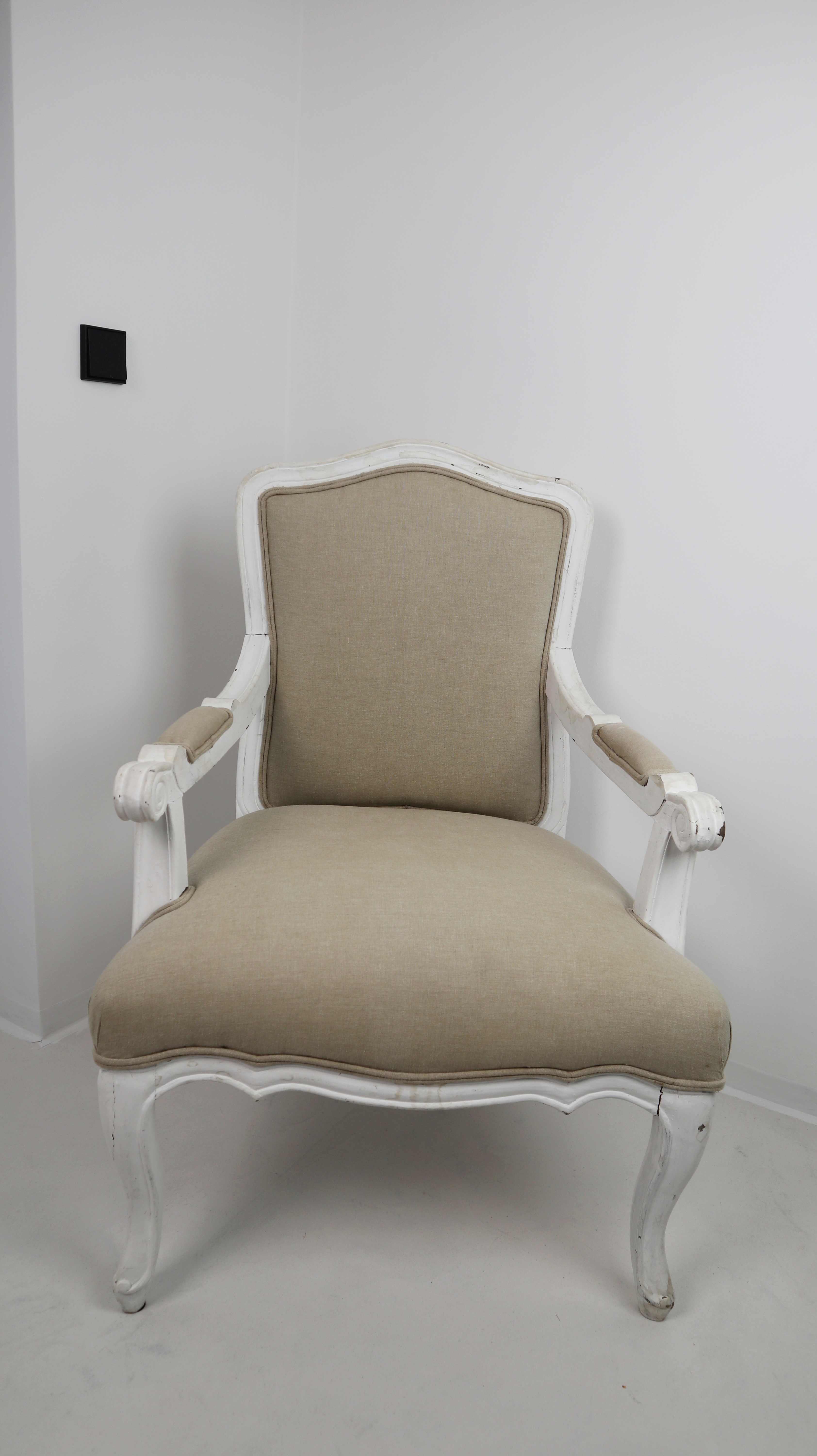 Loberon Sessel Creme Beige Leinen Leinensessel Stuhl Grau weiß Shabby Chic