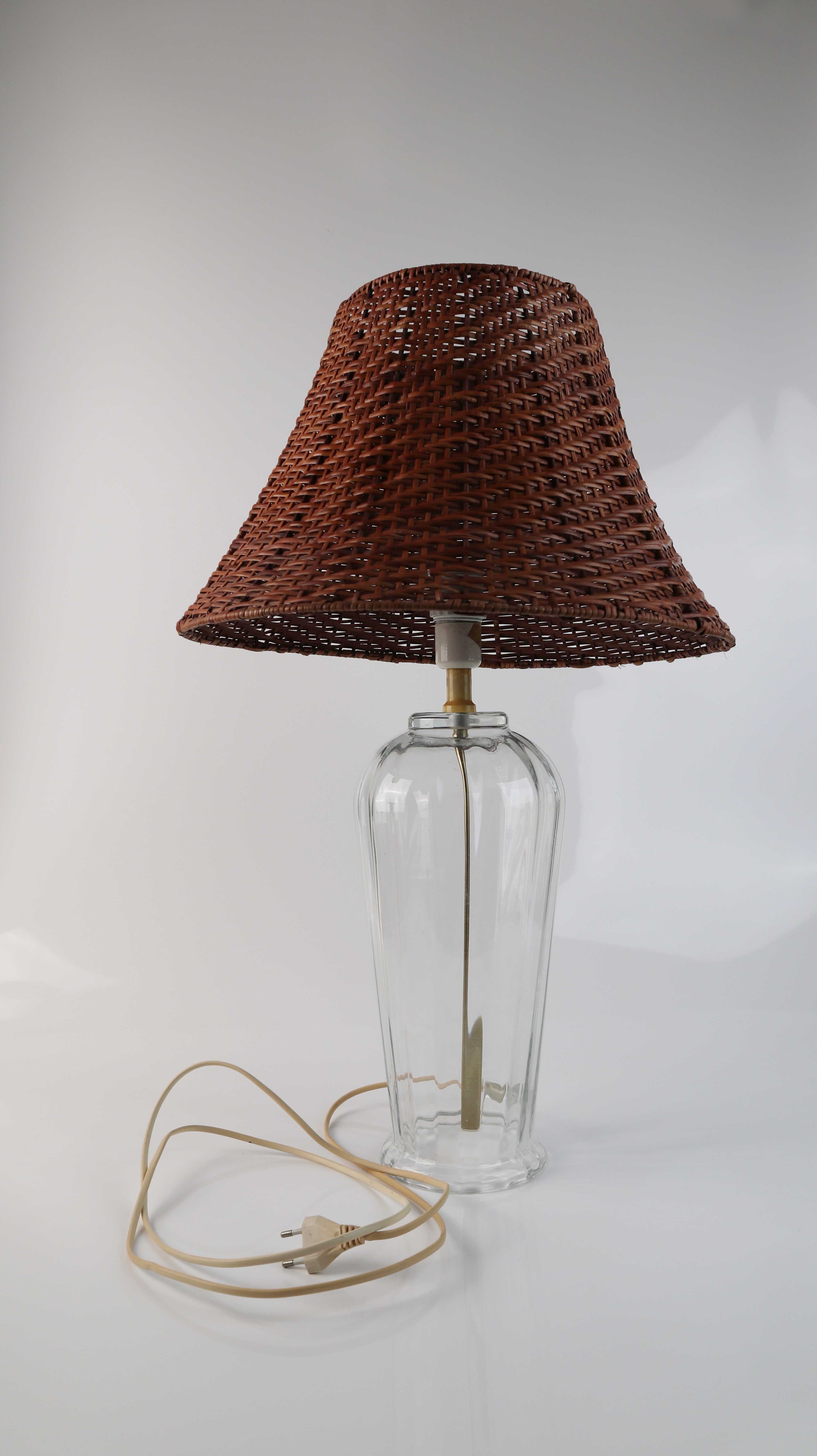 Ikea Vintage Tischlampe Rattan braun Glas 1980er Lampe Akzentlampe