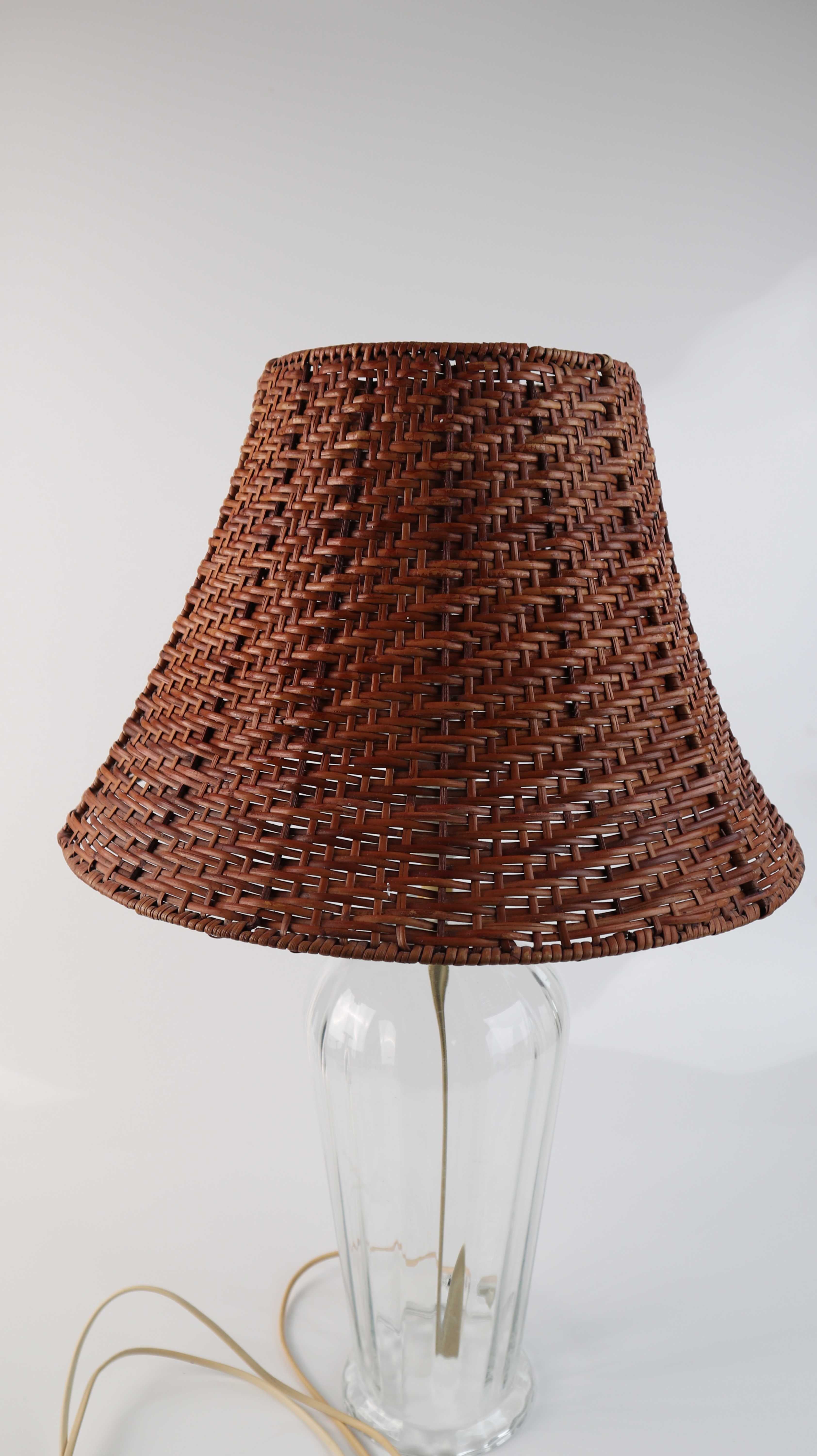 Ikea Vintage Tischlampe Rattan braun Glas 1980er Lampe Akzentlampe