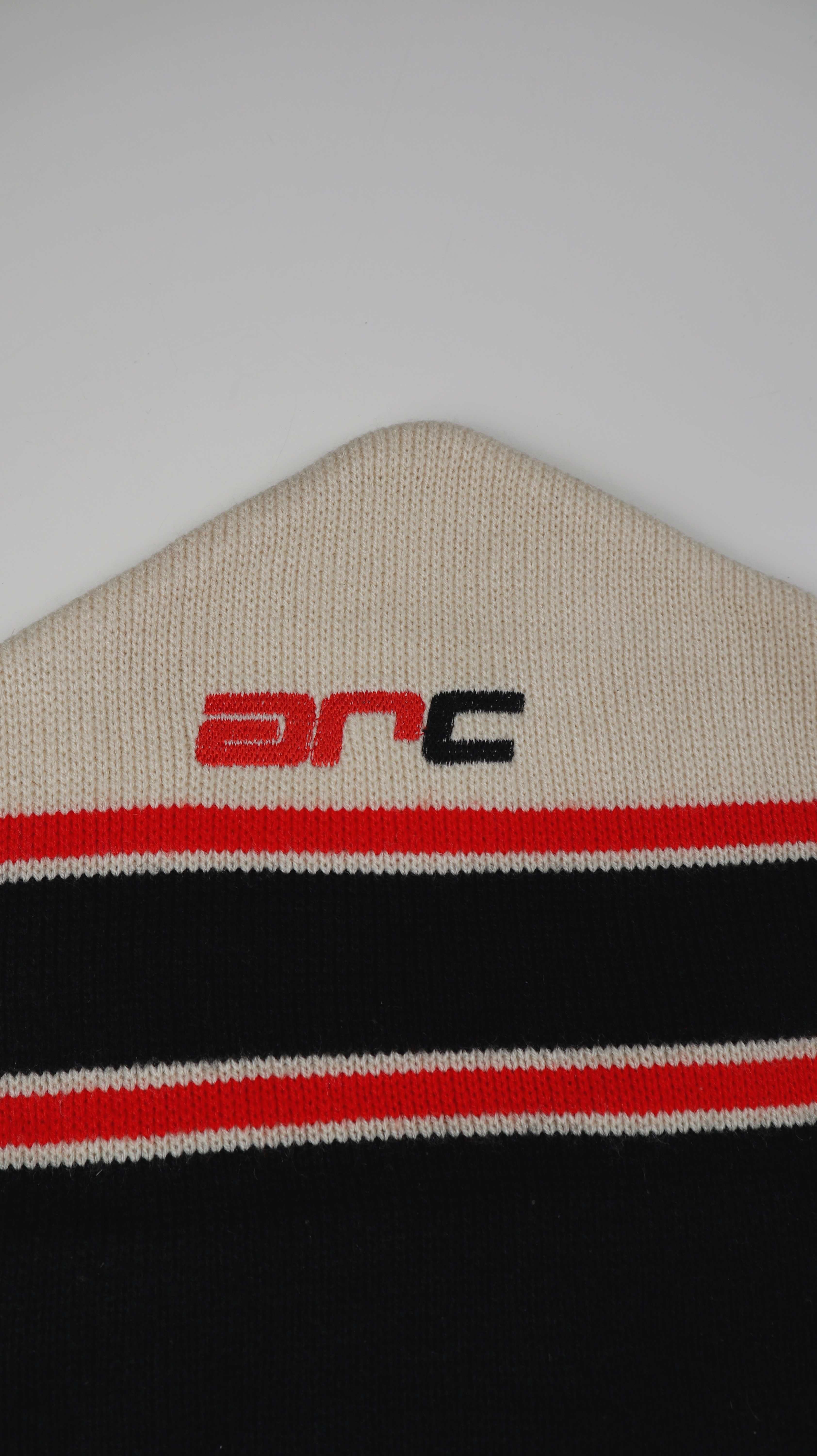 Art Mütze Neu true Vintage 70er Beanie creme schwarz gestreift