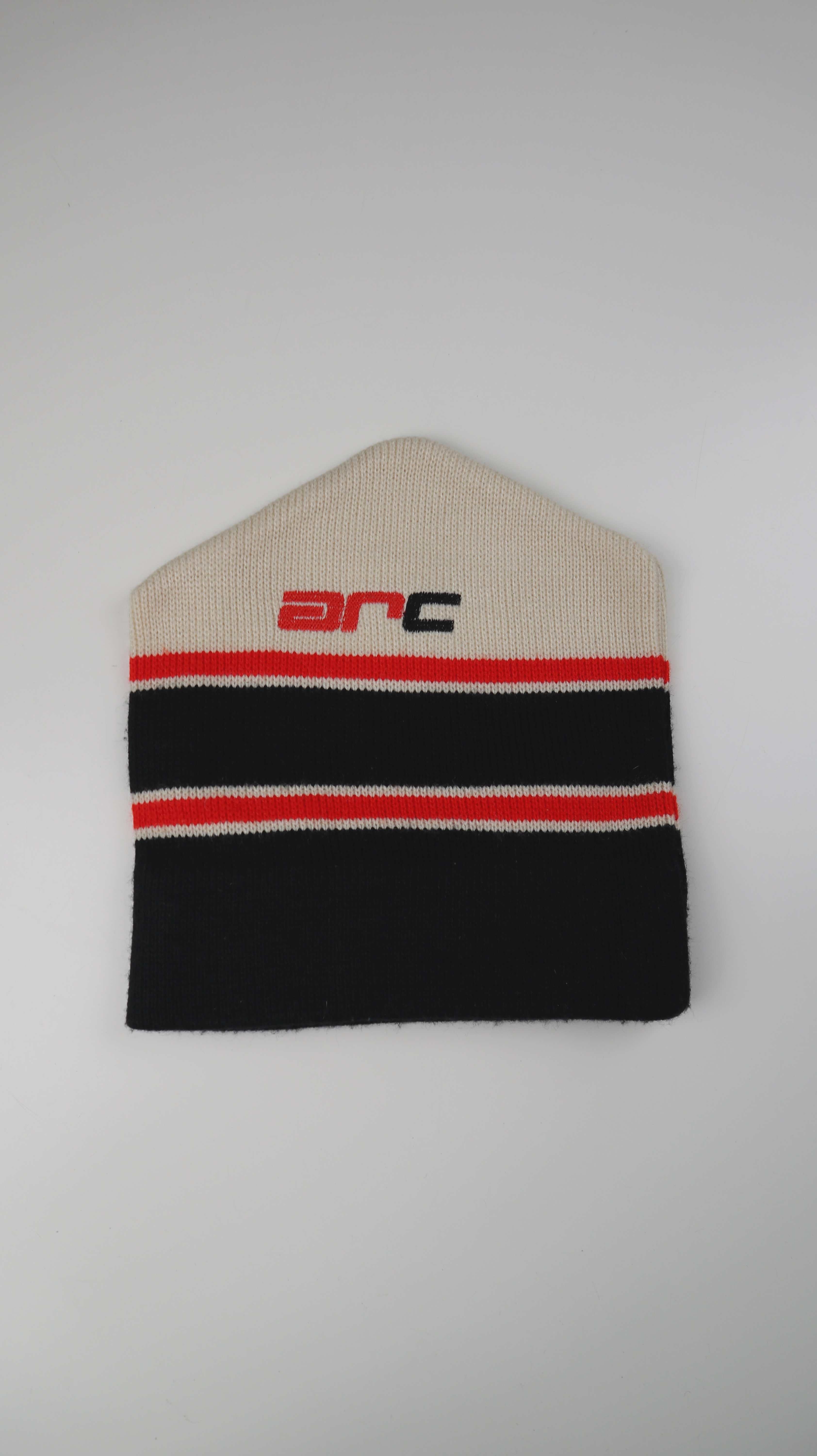 Art Mütze Neu true Vintage 70er Beanie creme schwarz gestreift