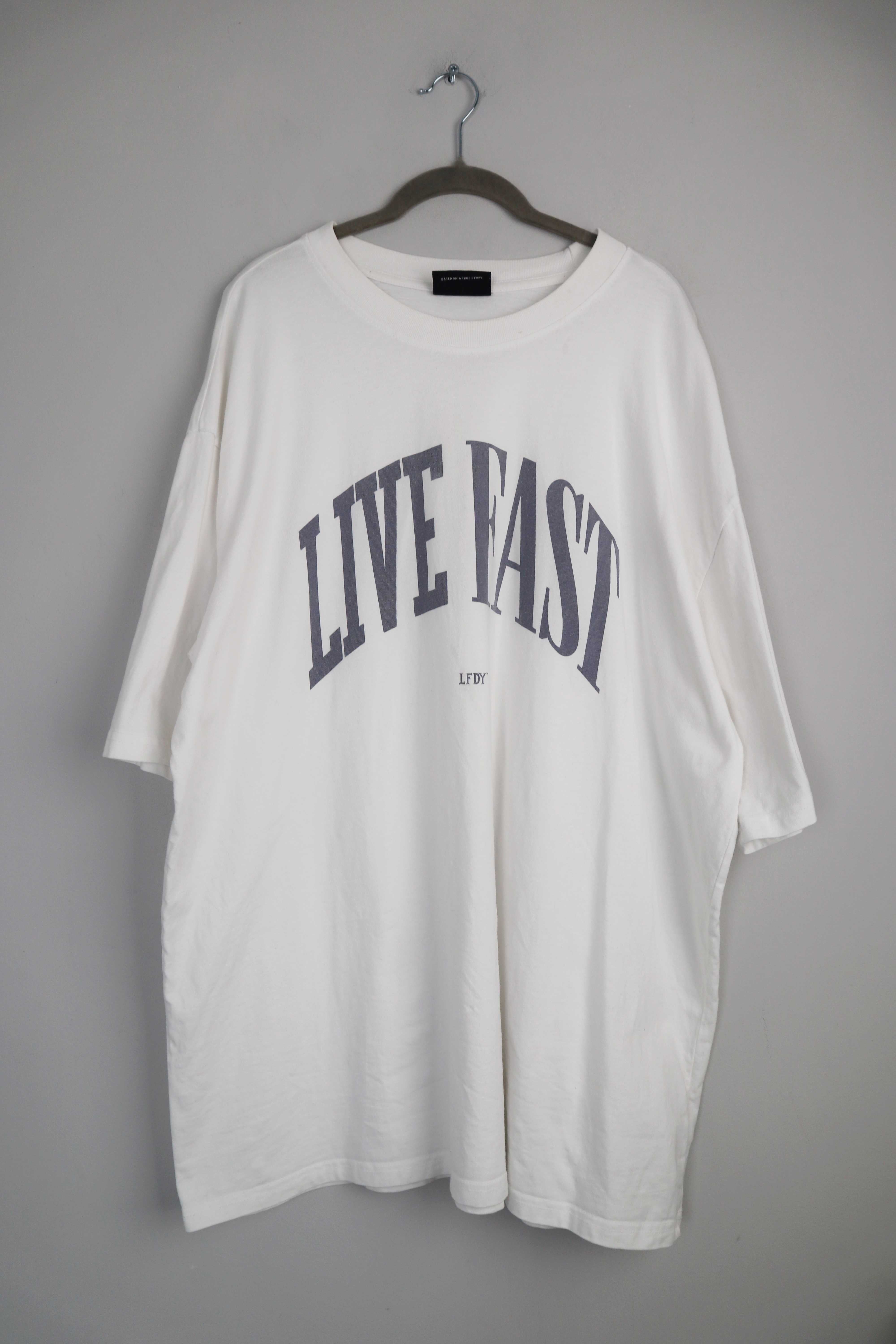 LFDY Shirt Weiß Weiss XL uni Boxy oversized T-Shirt Live Fast Die Young