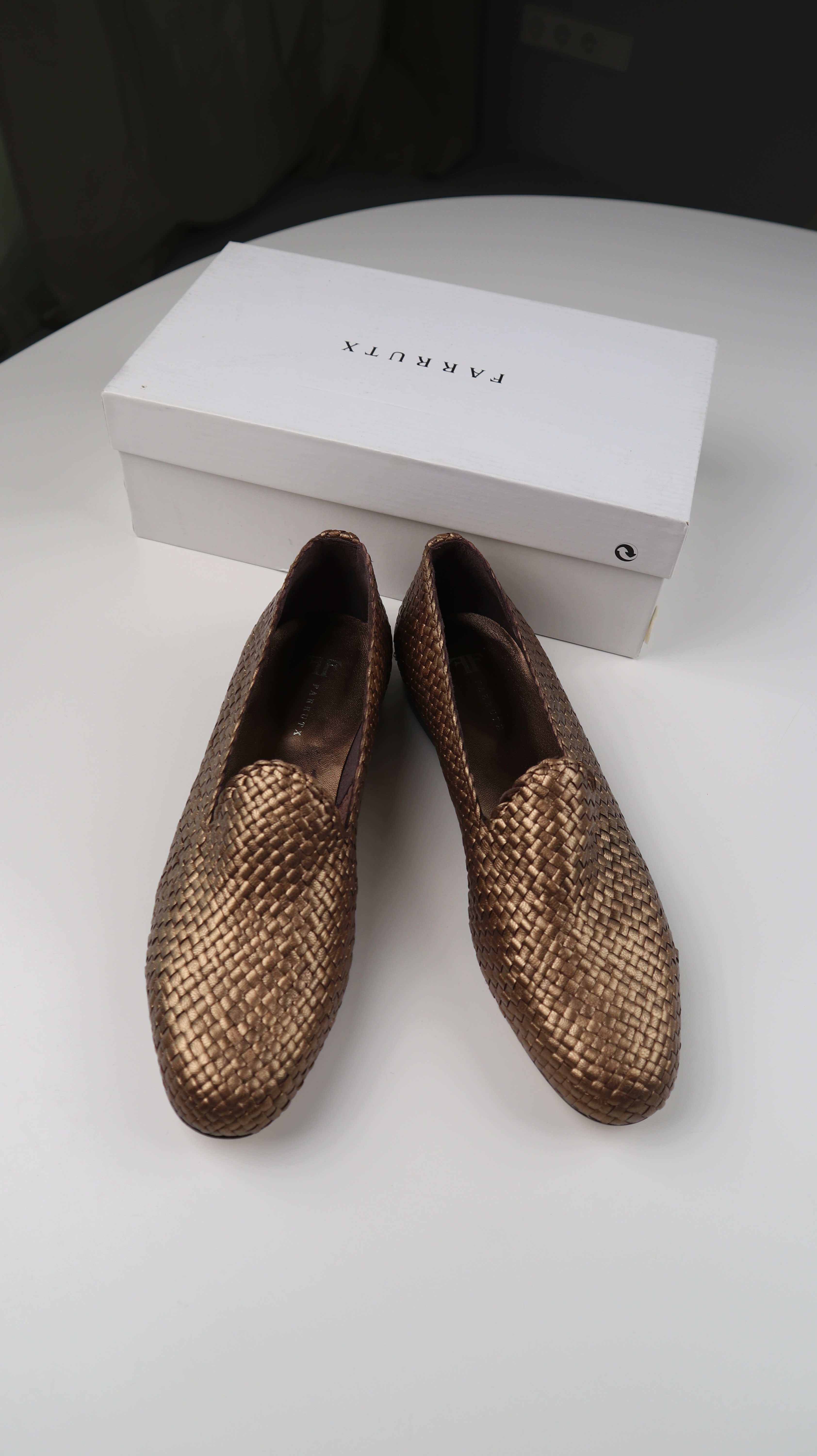 Farrutx Ballerinas Gold Metallic 40,5 Slipper Loafer geflochten