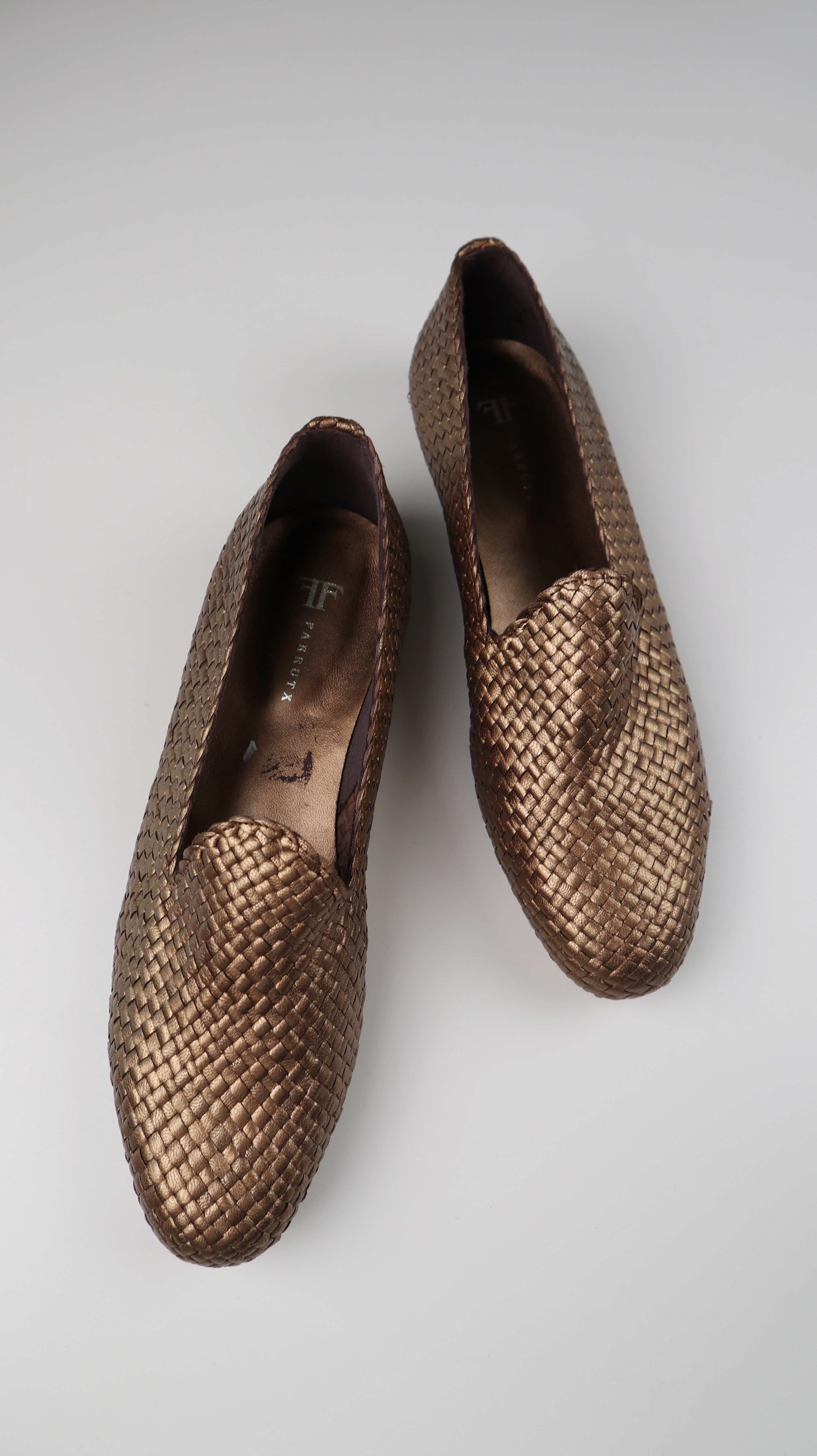 Farrutx Ballerinas Gold Metallic 40,5 Slipper Loafer geflochten