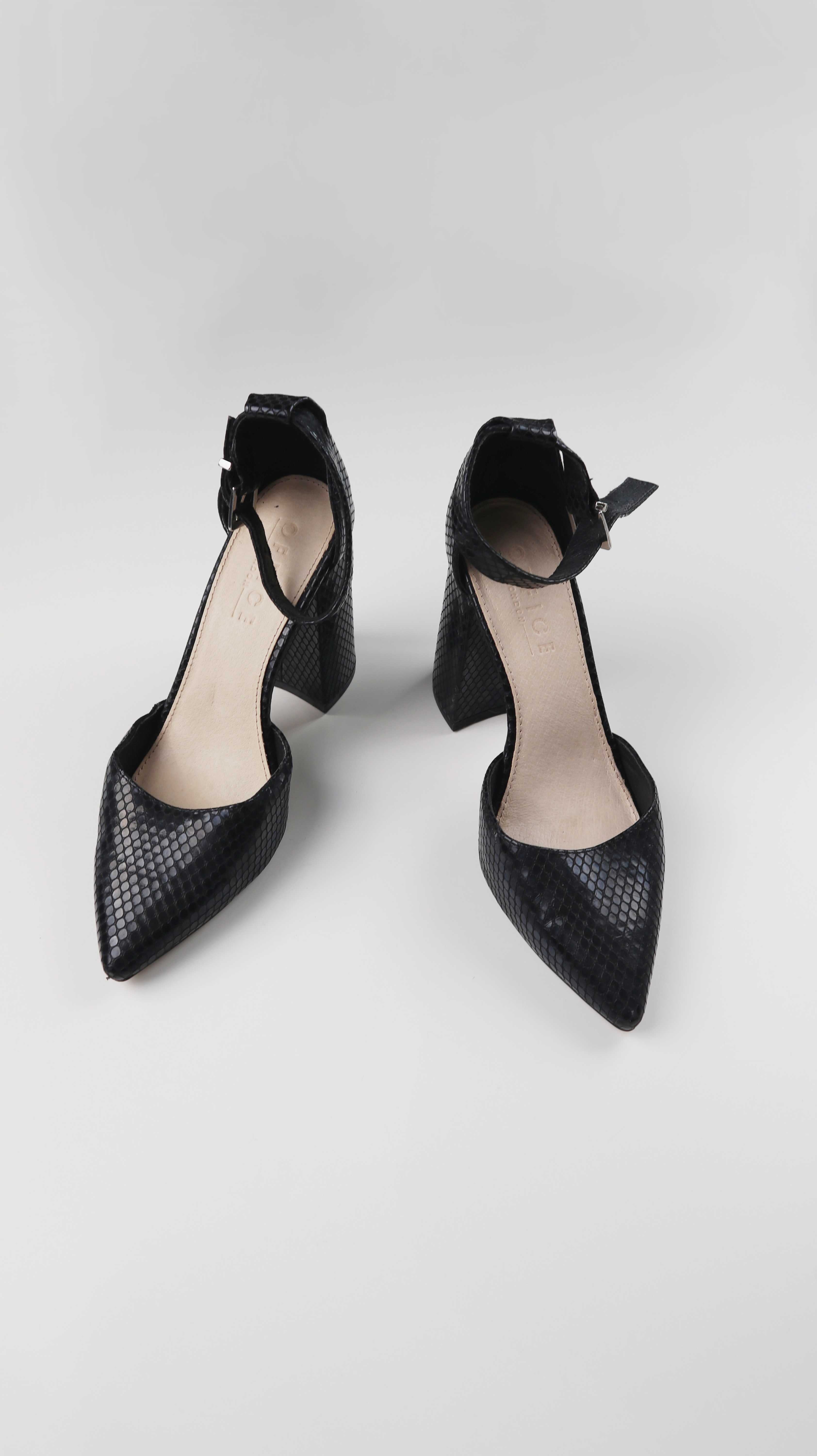 Office London Heels Pumps 39 Dunkelblau Spitz Absatzschuhe Riemchen