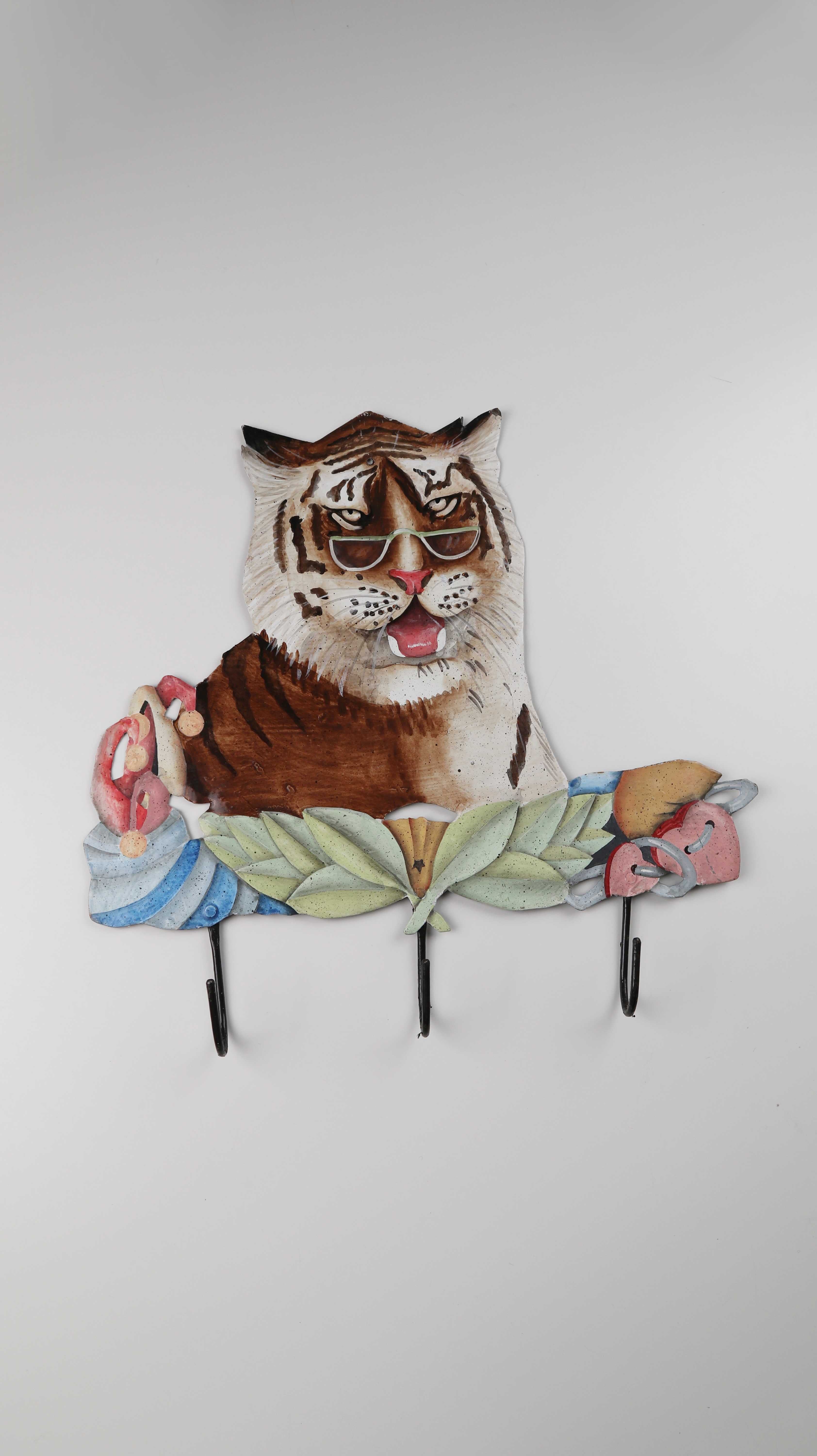 Garderobe Metall französisch Tiger Handbemalt Schlüsselboard