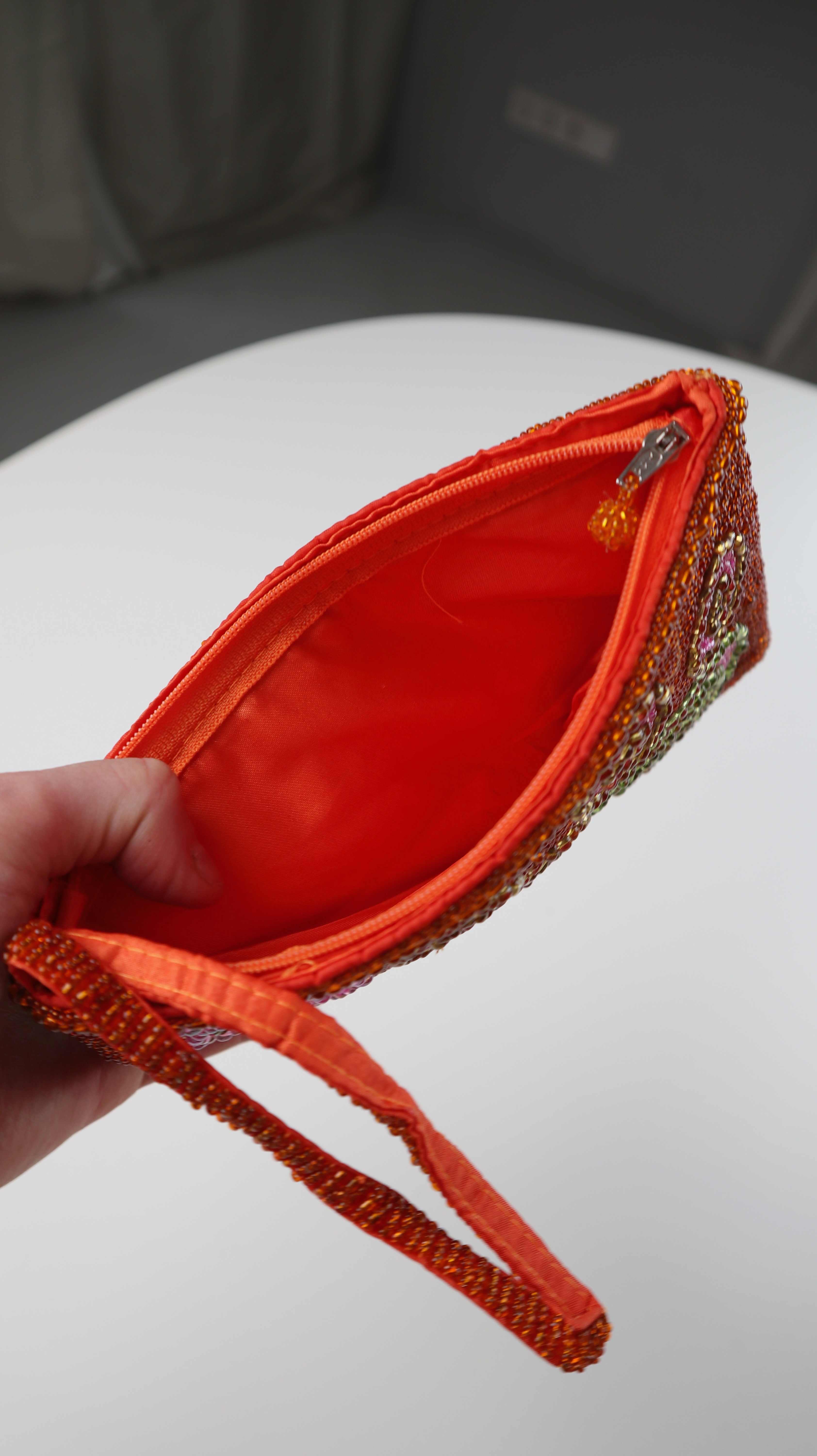 Etuitasche Etui Tasche Perlen bestickt Orange Rosa Bohemian Täschen