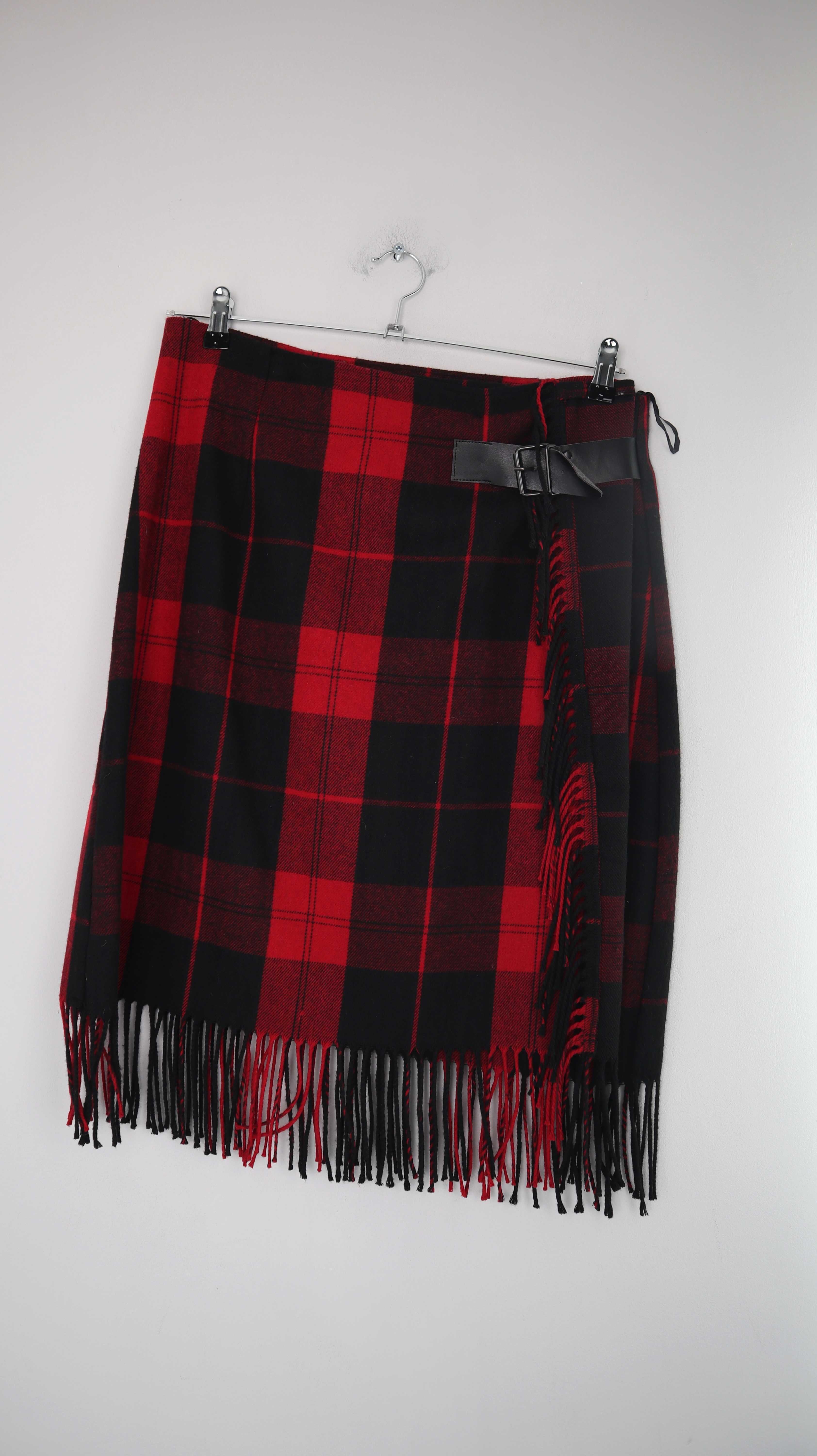 Piombo Rock Wickelrock schwarz rot 38 M Wolle Wollrock