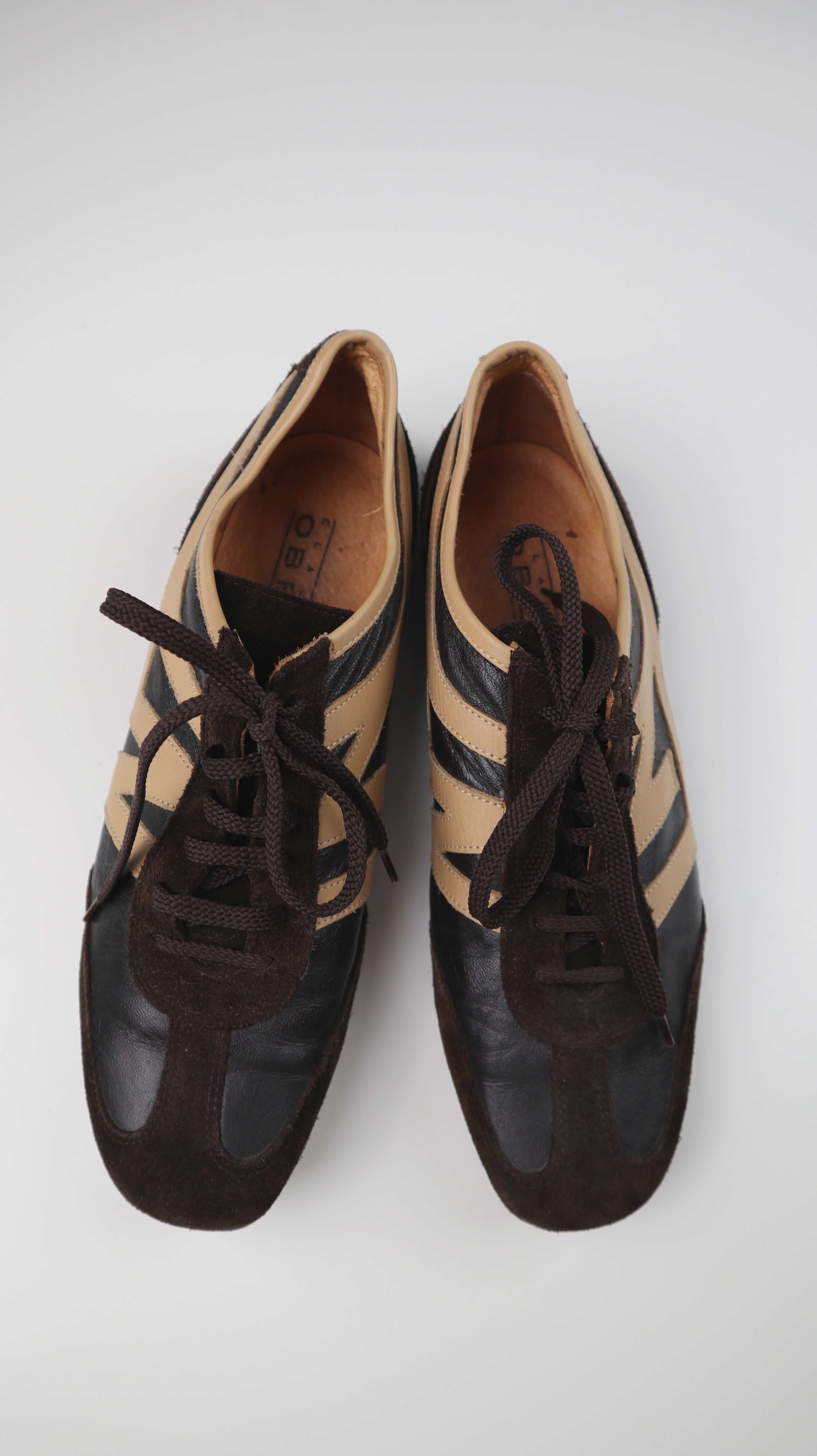 Claudia Obert Sneaker Turnschuhe 38 Ledersneaker braun Beige