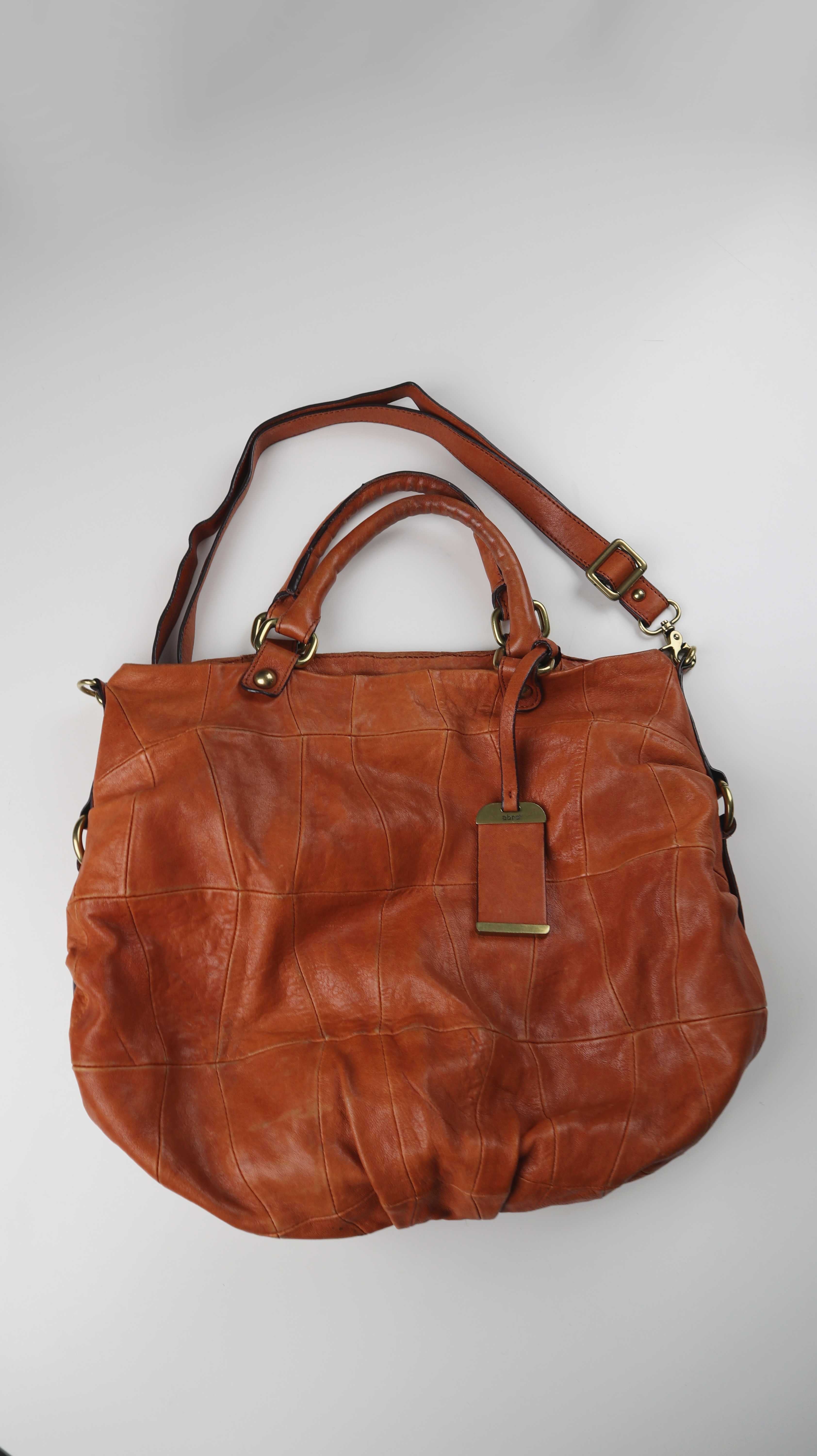 Abro Tasche Braun Handtasche Schultertasche Shopper Leder Ledertasche