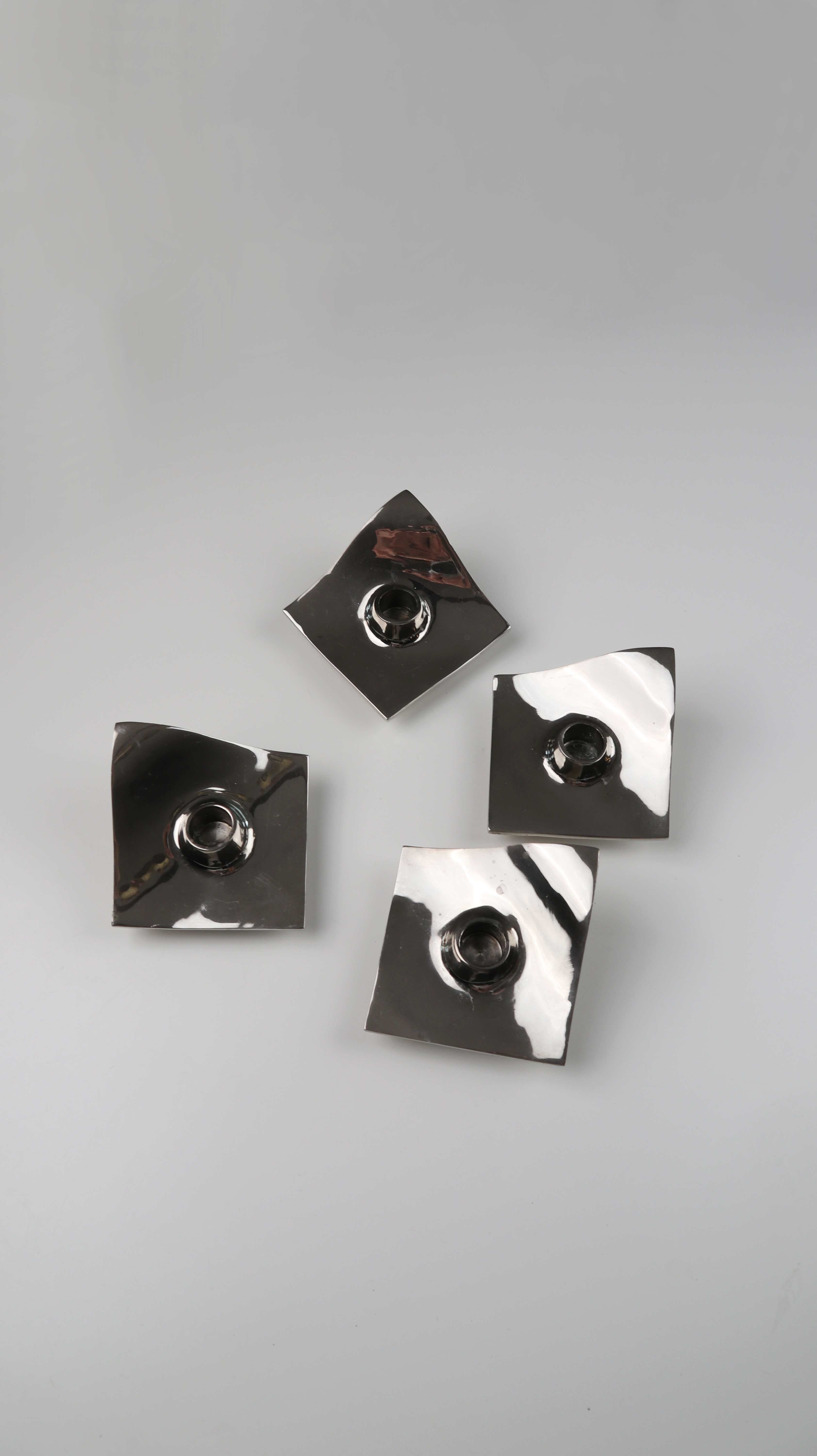 Dänischer Kerzenhalter aus Chrom von Torben Ørskov Set 4 Halter