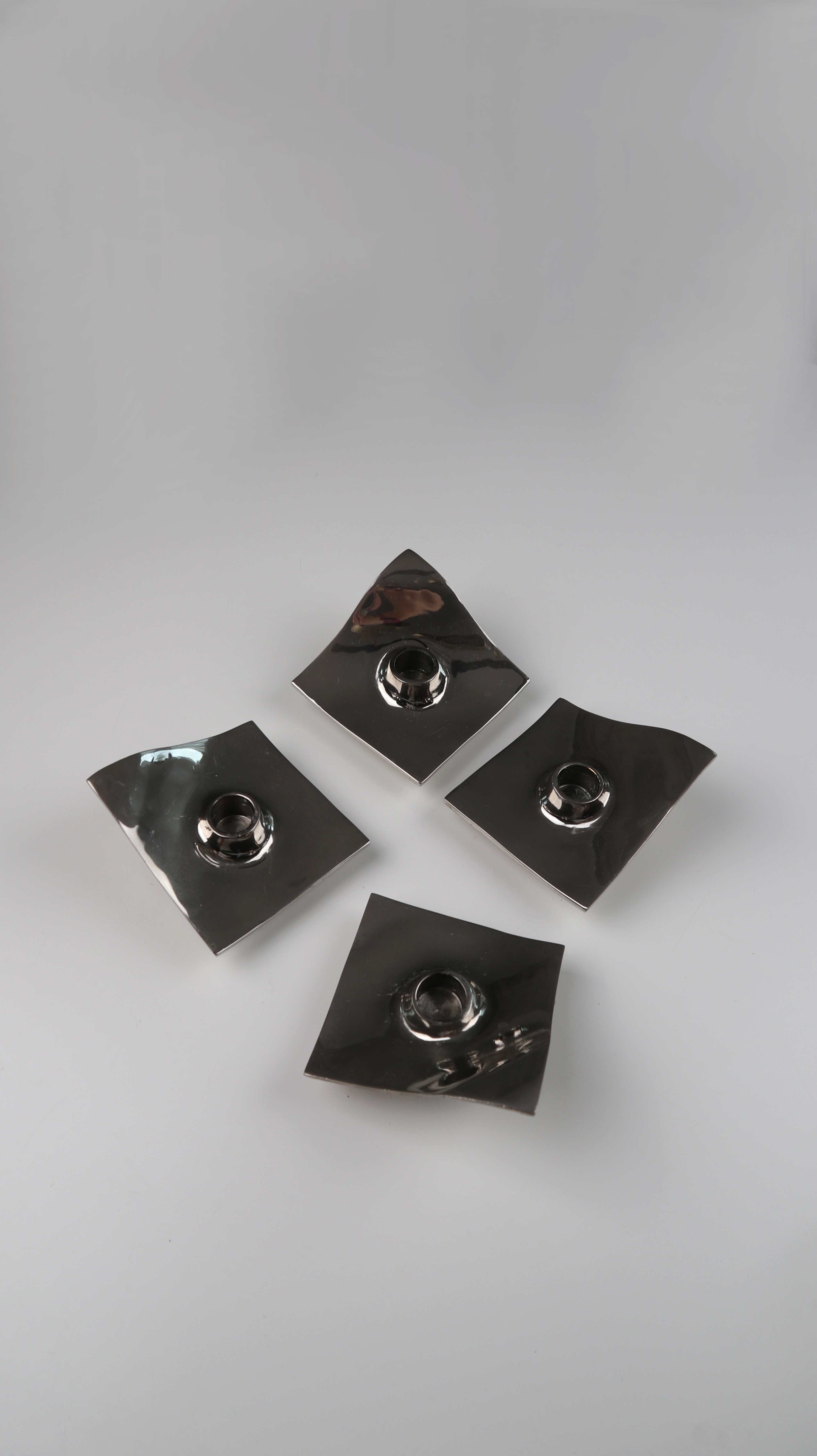 Dänischer Kerzenhalter aus Chrom von Torben Ørskov Set 4 Halter