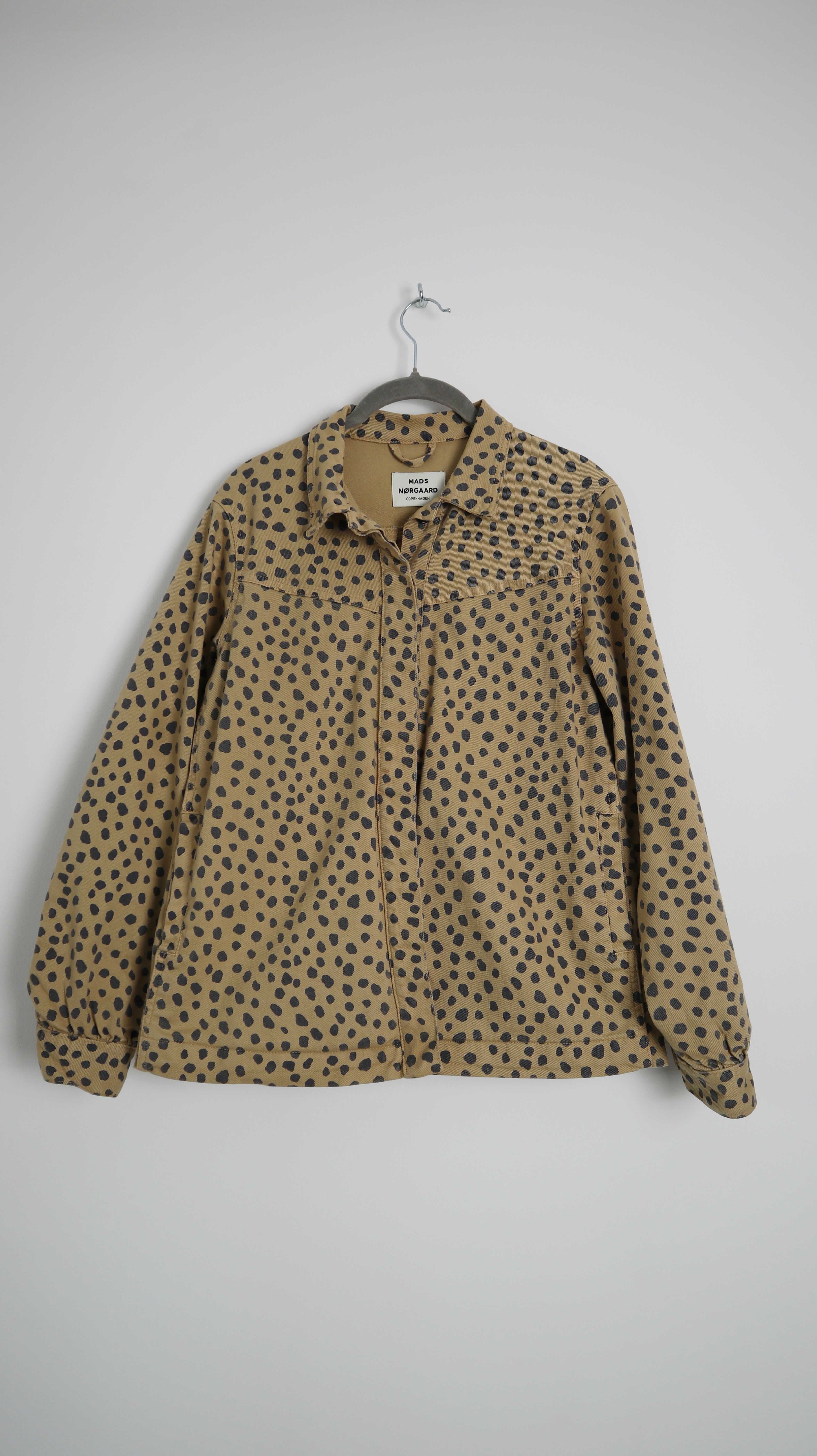 Mads Norgaard Jacke Hemdjacke Hemd 36 S Animalprint braun beige gepunktet