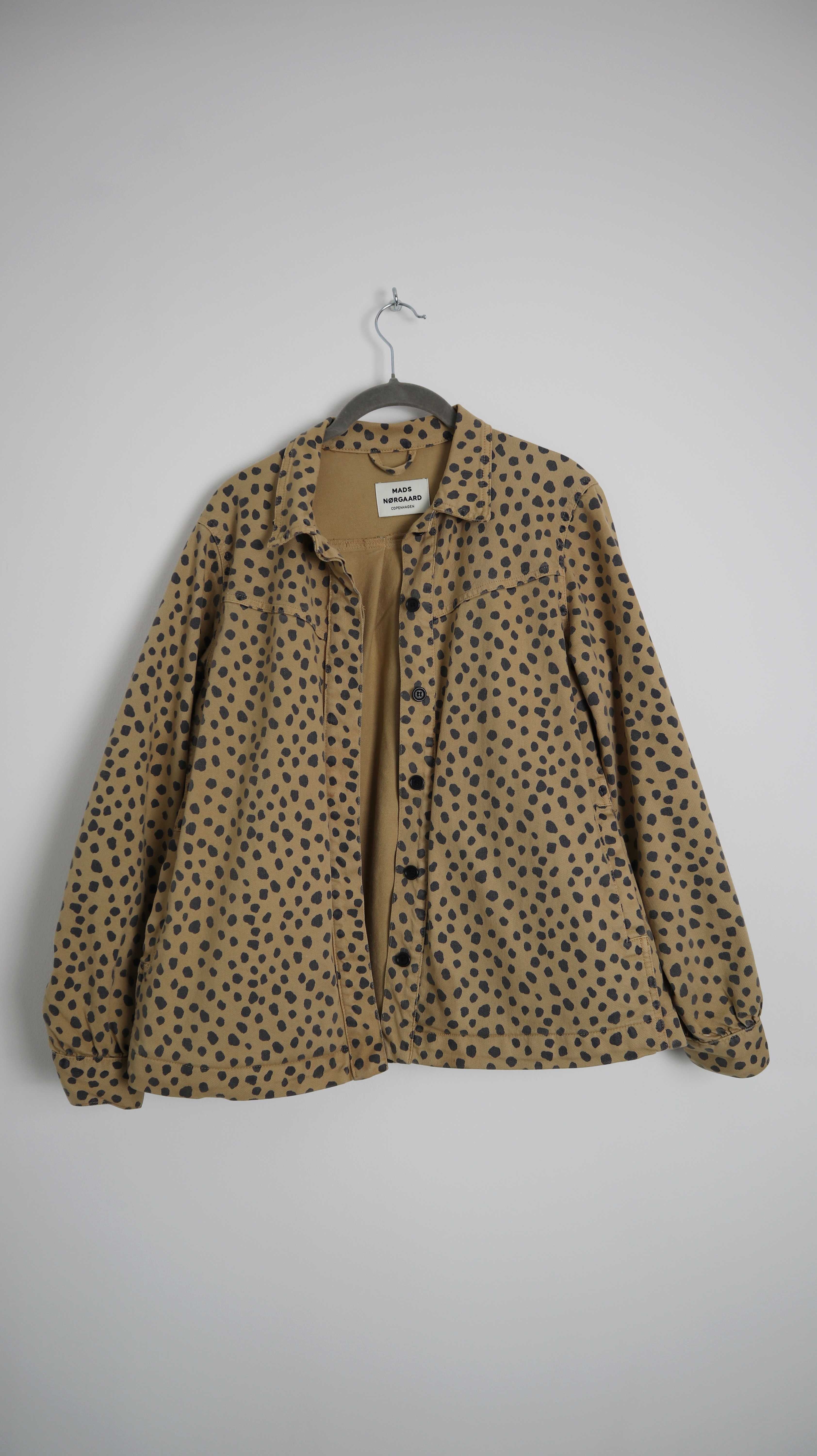 Mads Norgaard Jacke Hemdjacke Hemd 36 S Animalprint braun beige gepunktet