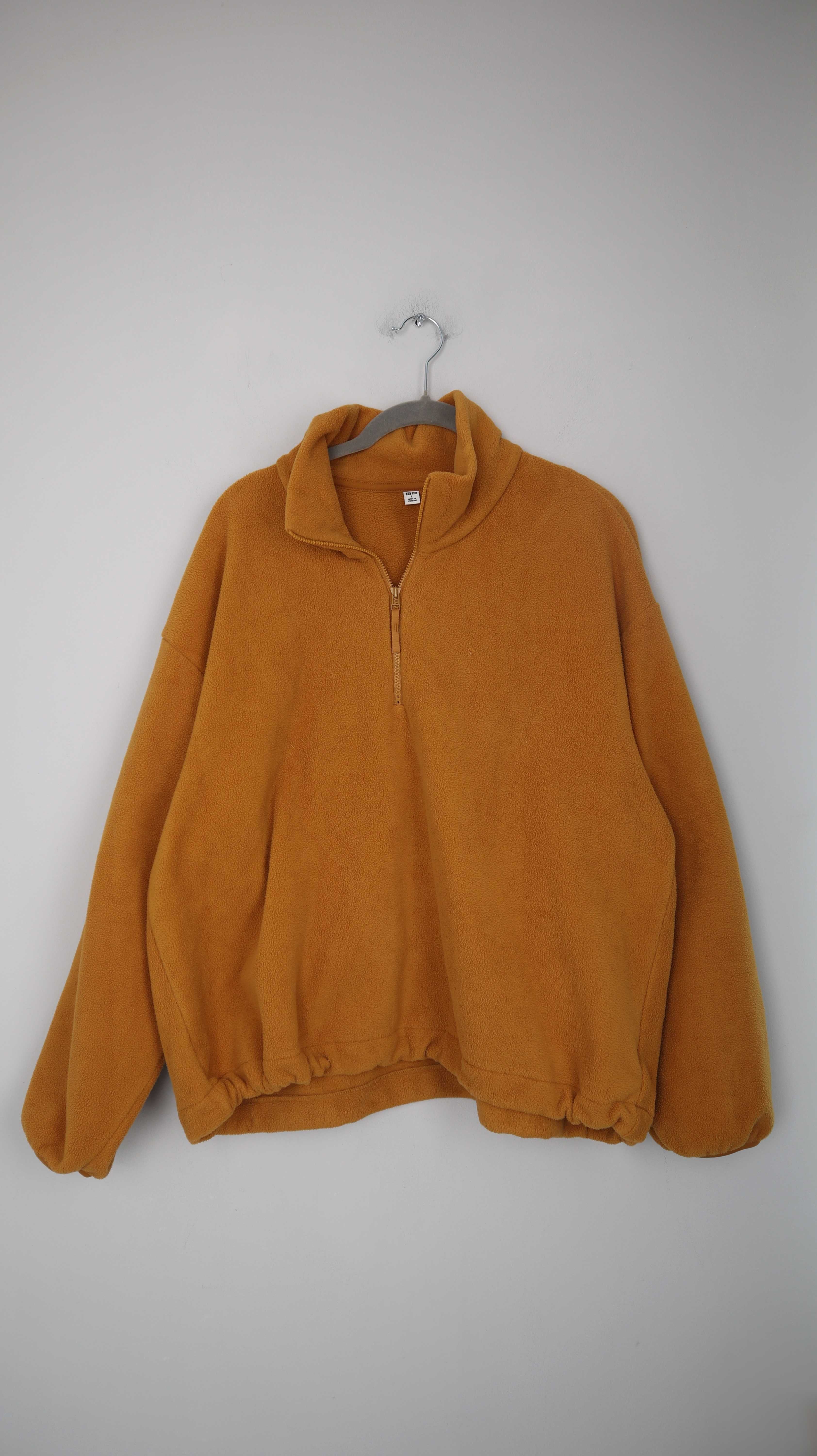 Uniqlo Pullover Gelb Fleecepullover Senfgelb Hoodie Sweater