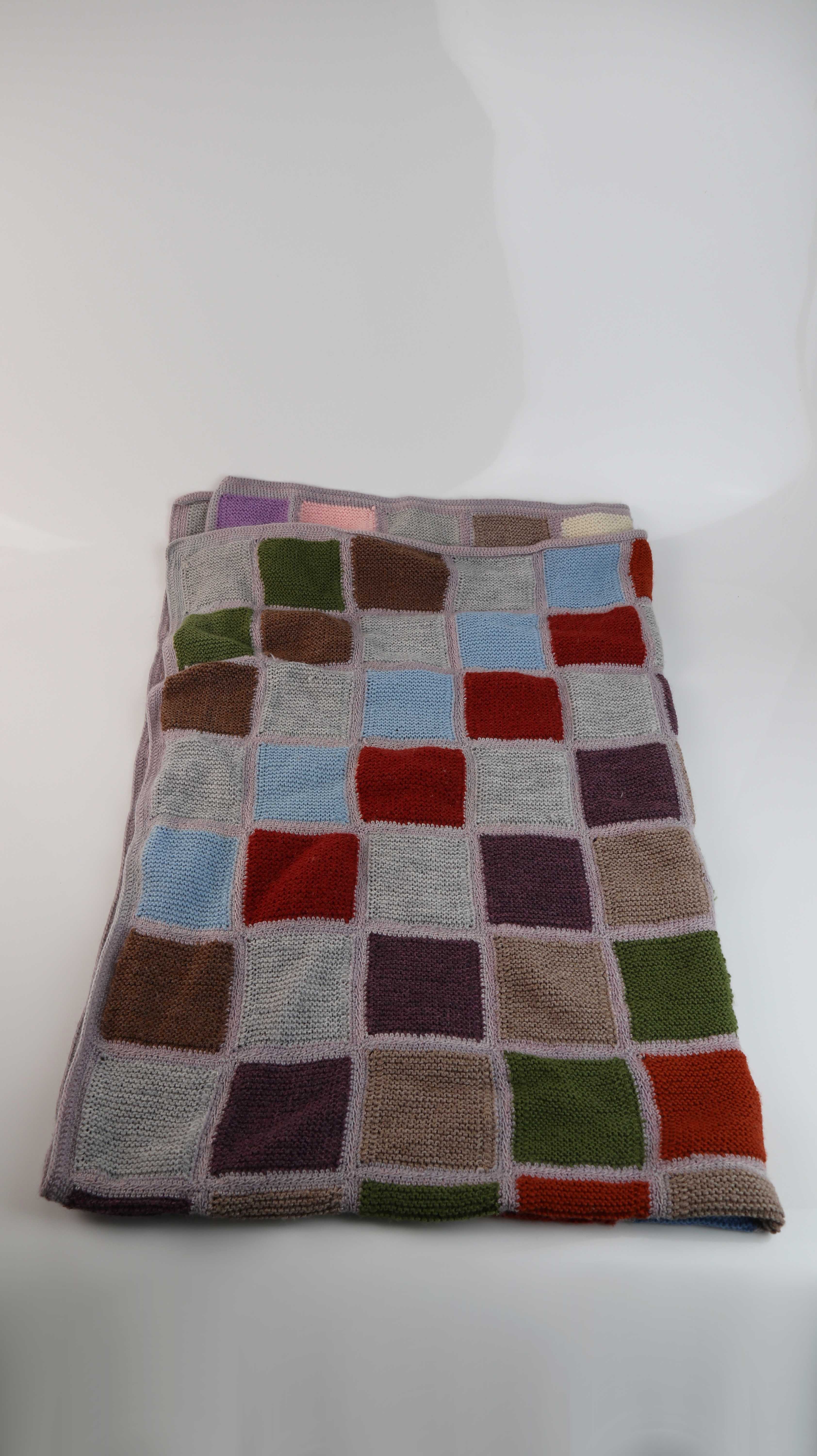 Decke Plaid Wolldecke gemustert bunt grau Patches