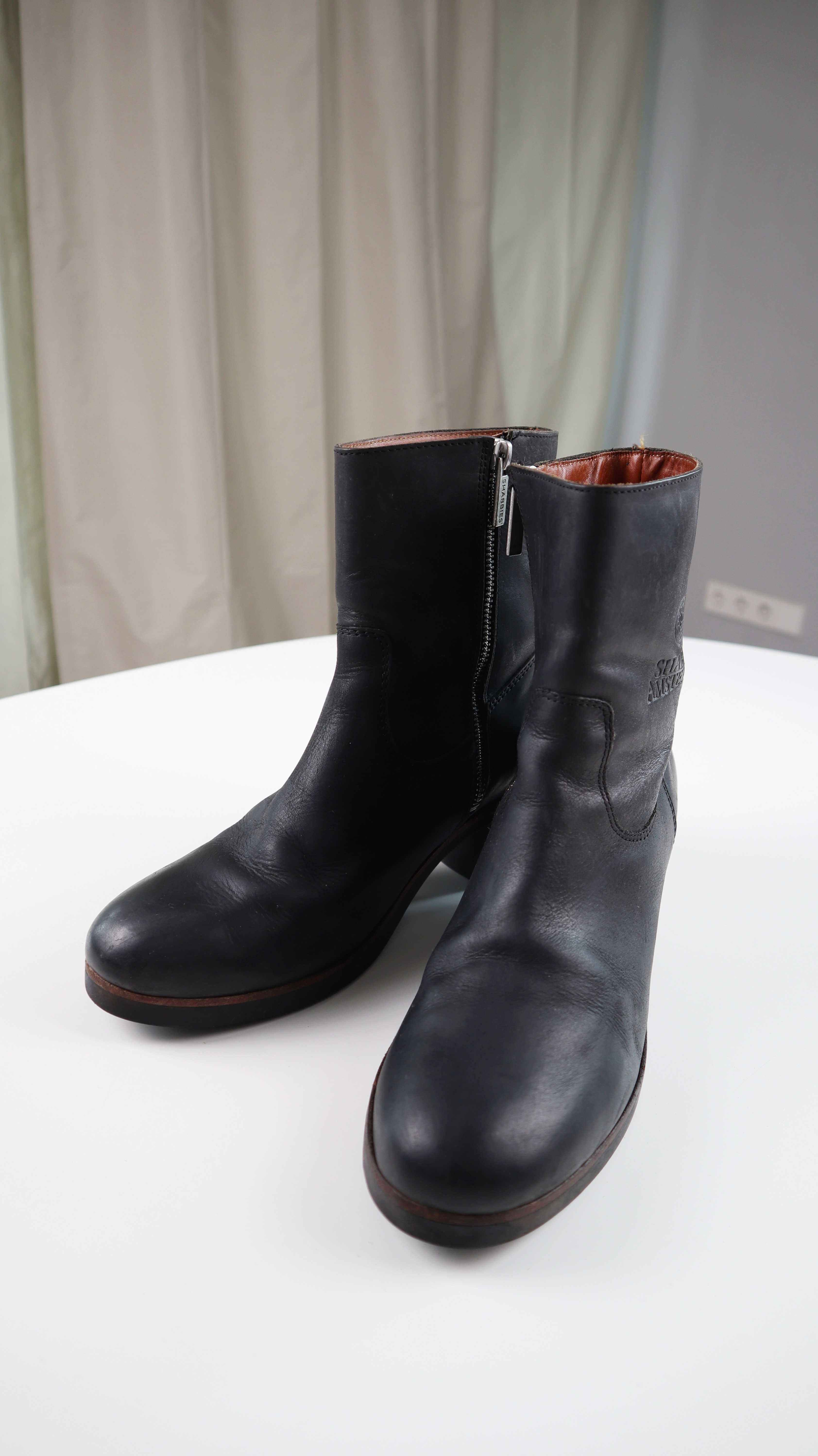 Shabbies Amsterdam Stiefel Stiefeletten Dunkelgrau 39 Grau Lederstiefel