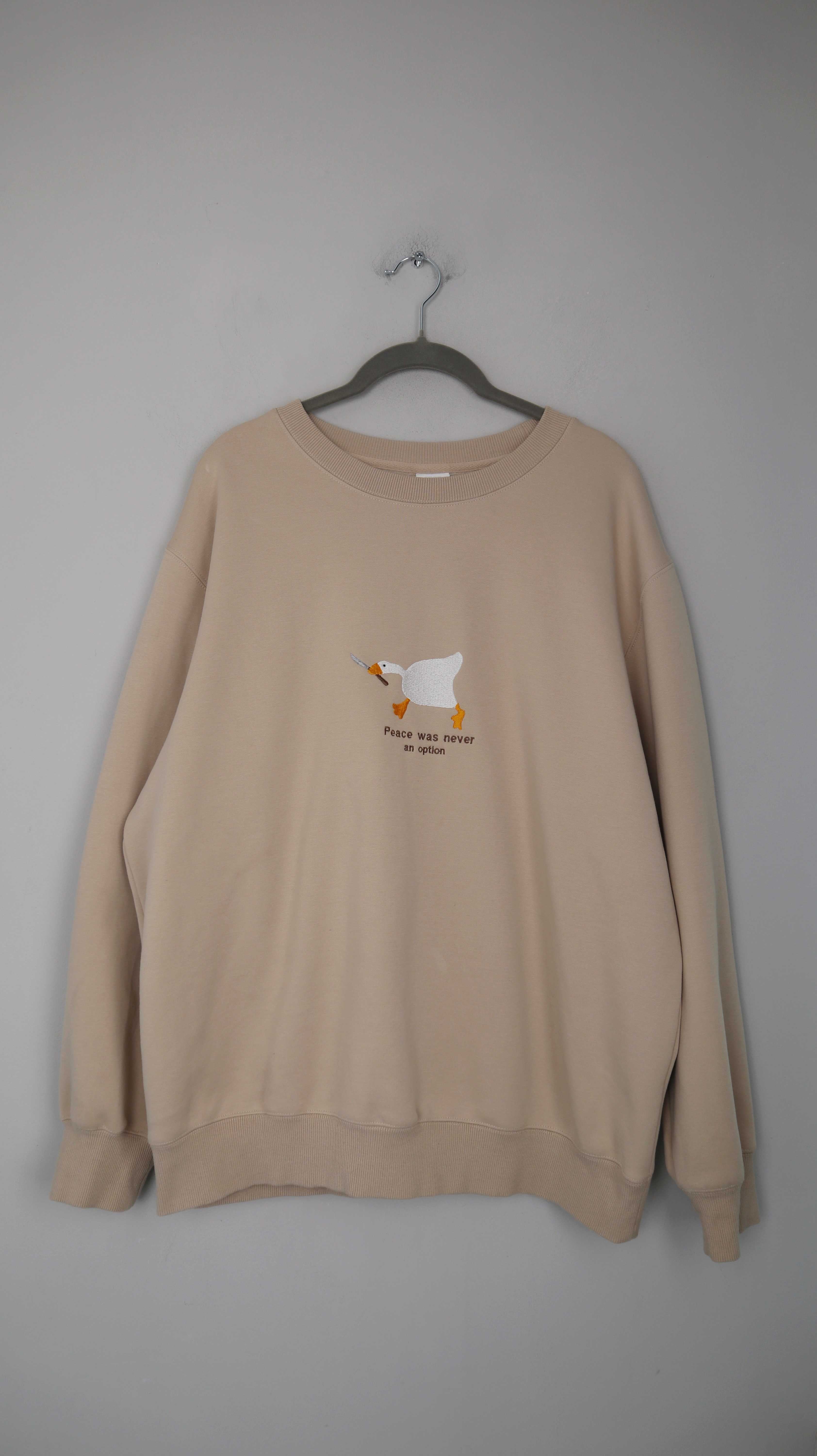 Arriveguide Pullover Sweater Creme Beige bestickt Ente 38 M