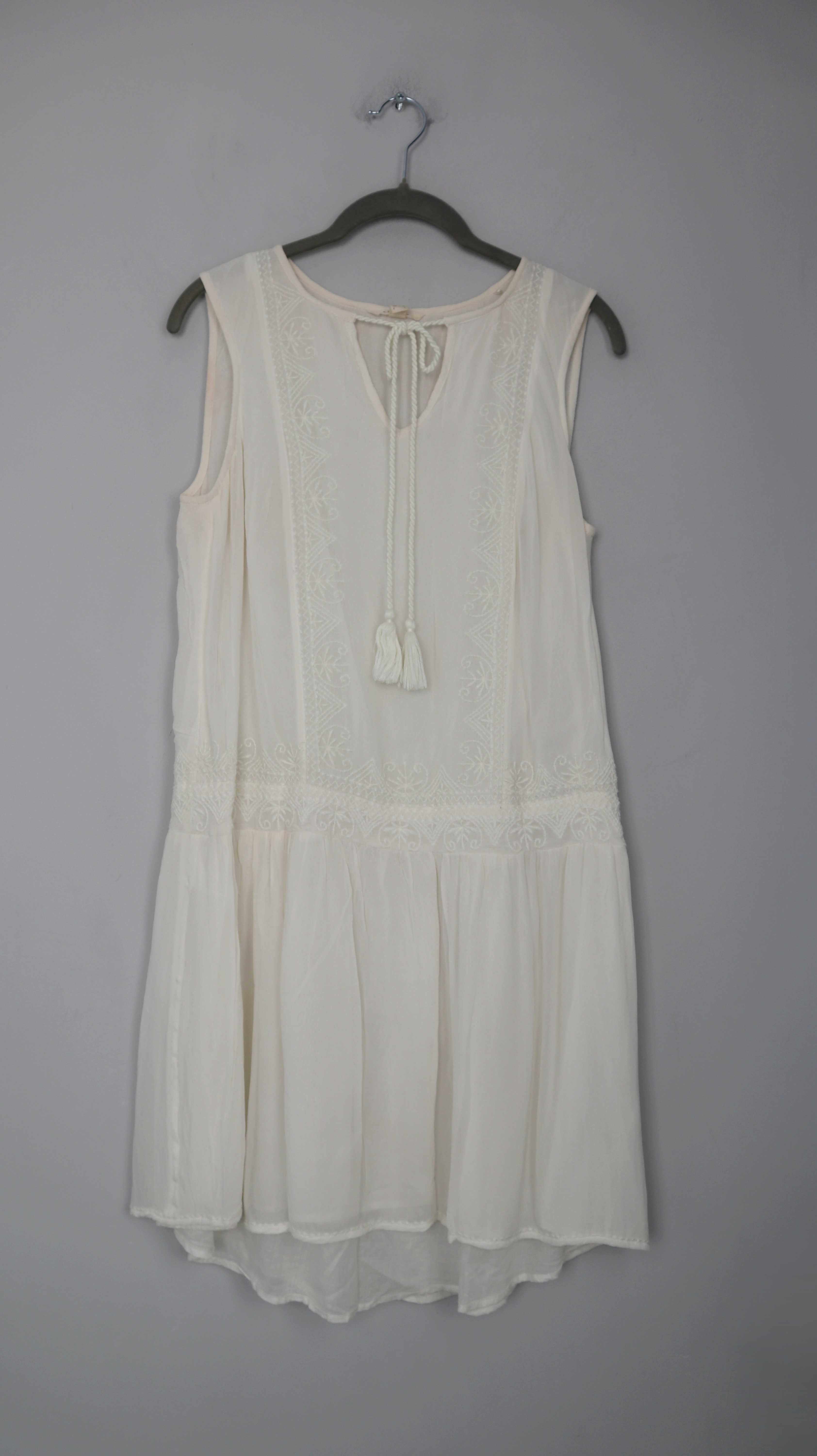 Esprit Kleid weiß 38 M Midi Midikleid Sommerkleid Creme Hippie