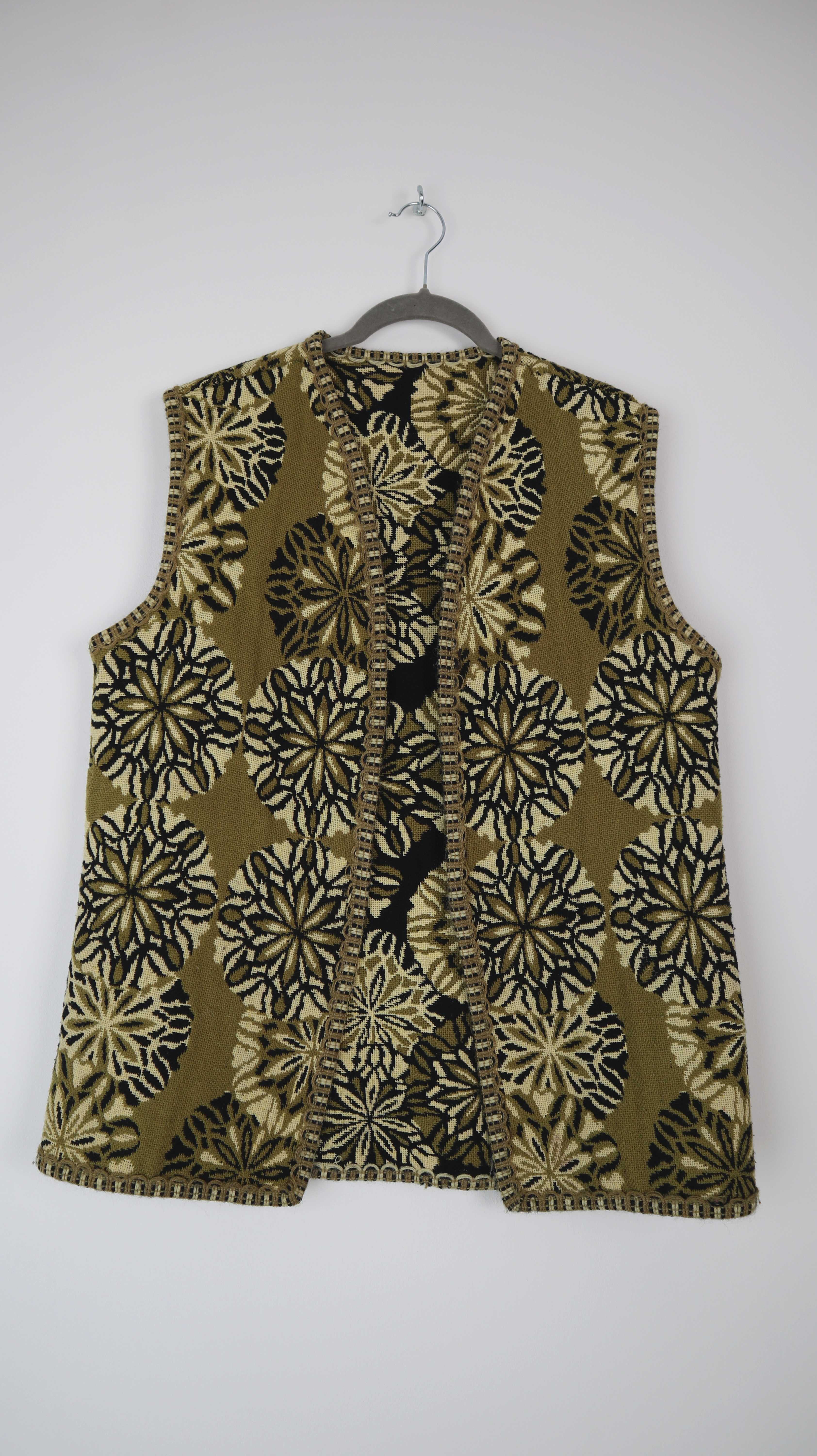 True Vintage Weste Grün Wolle Wollweste 38 M Hippie Folklore