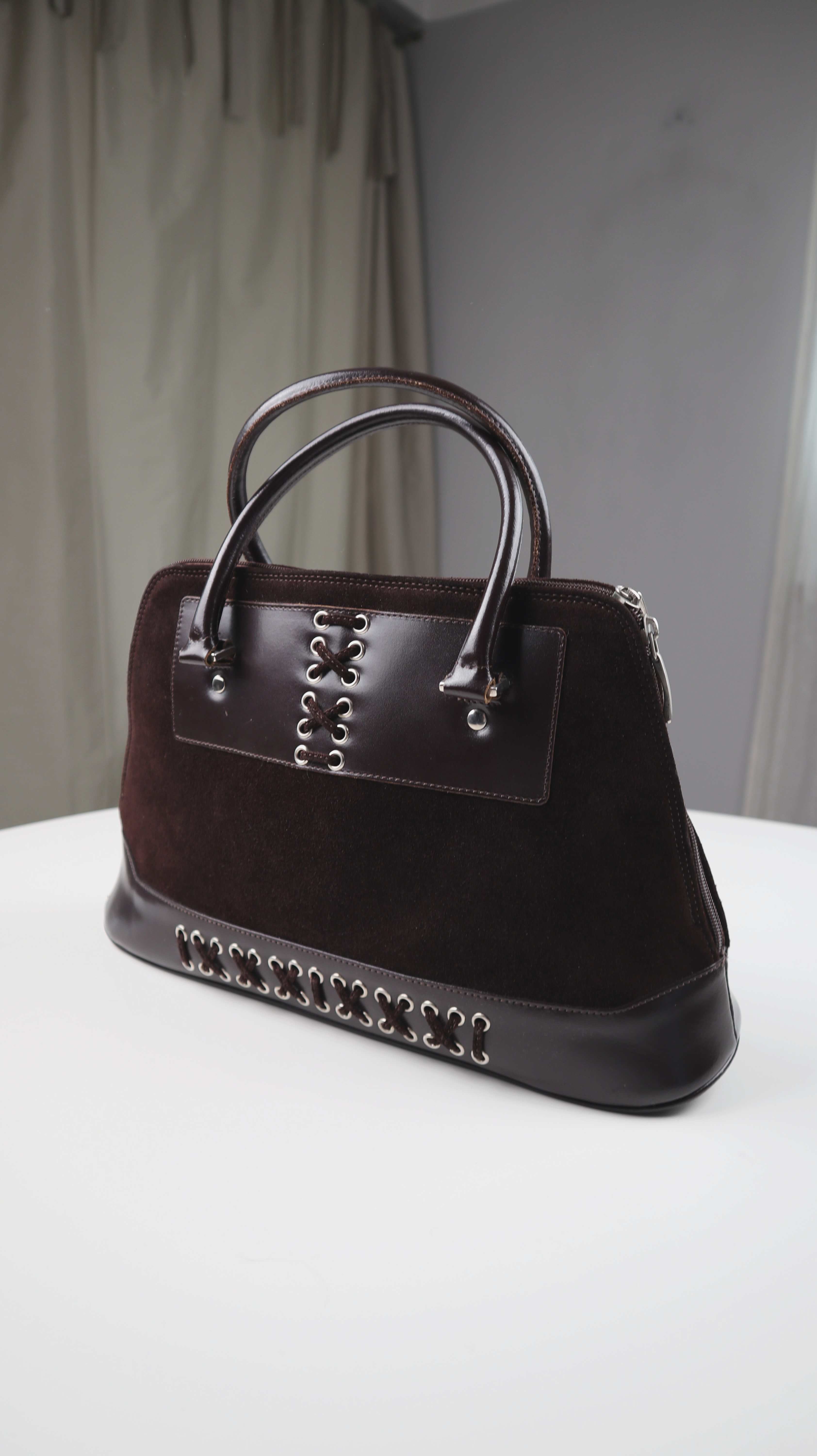 Baldan Made in Italy Tasche Handtasche braun Lackleder dunkelbraun